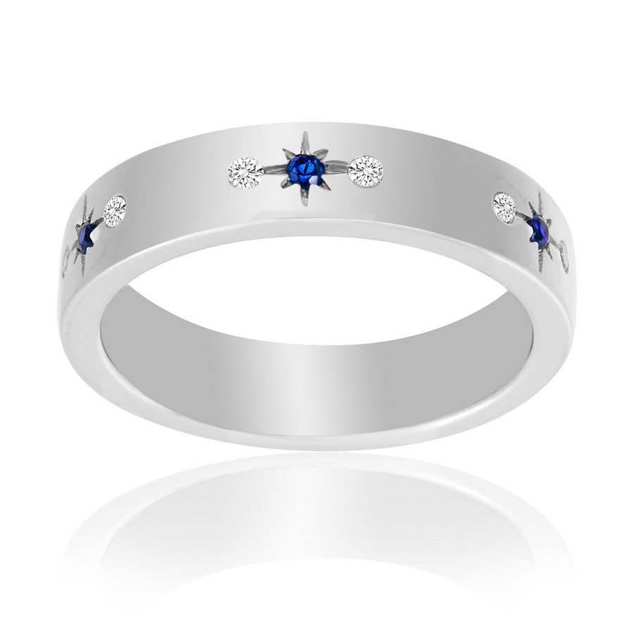 anillo alianza cinta estrella azul