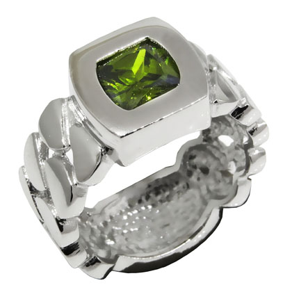 anillo dona 6x6 piedra verde platabella