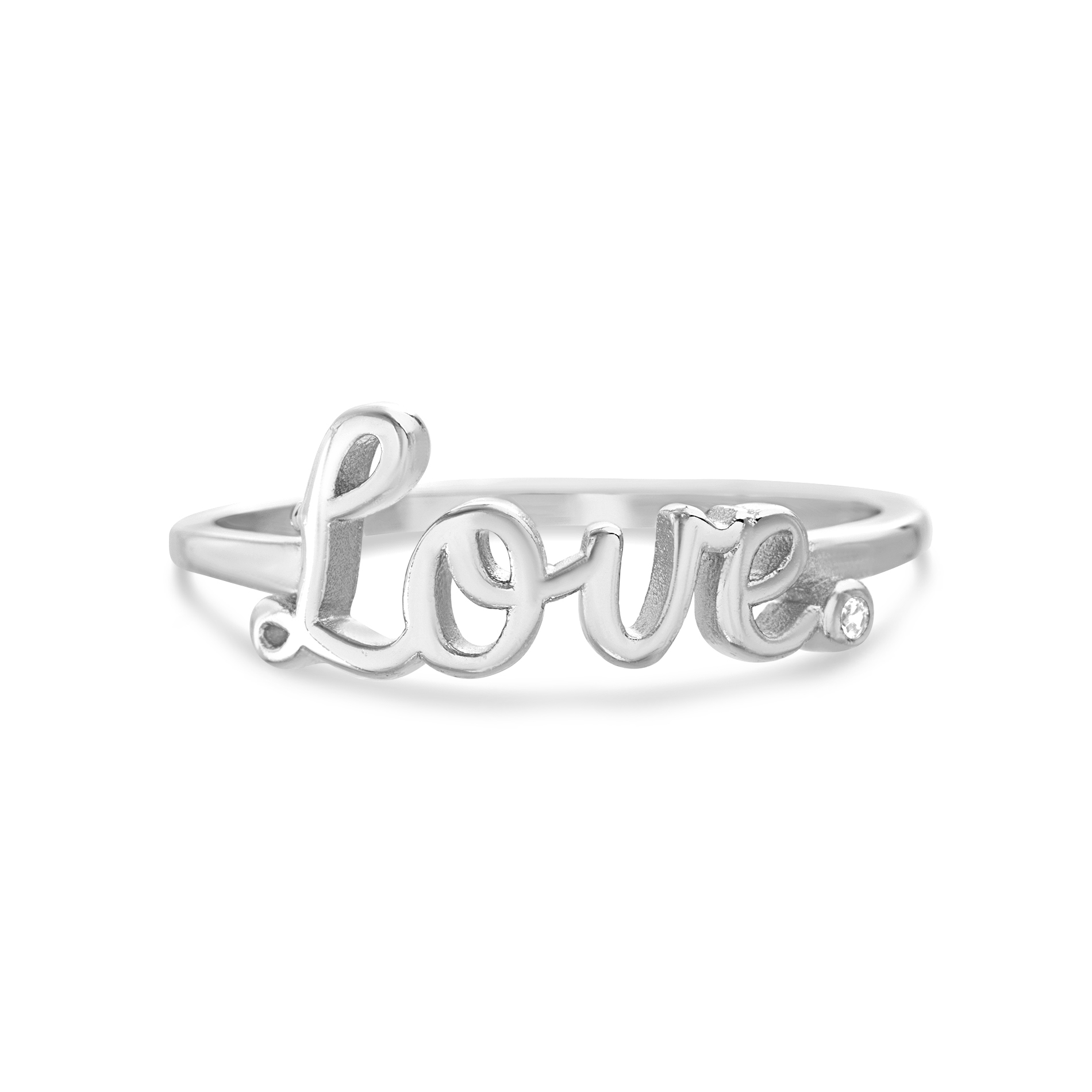 anillo love cursiva sin piedras, blanco