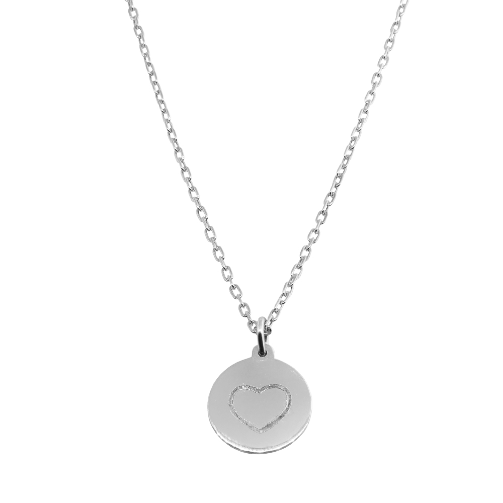 Conjunto medallita corazon blanco (cadena x45 cm )
