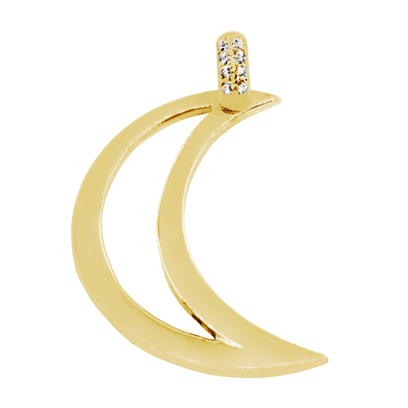 Colgante dolce vita luna con piedras, amarillo. 4 cm