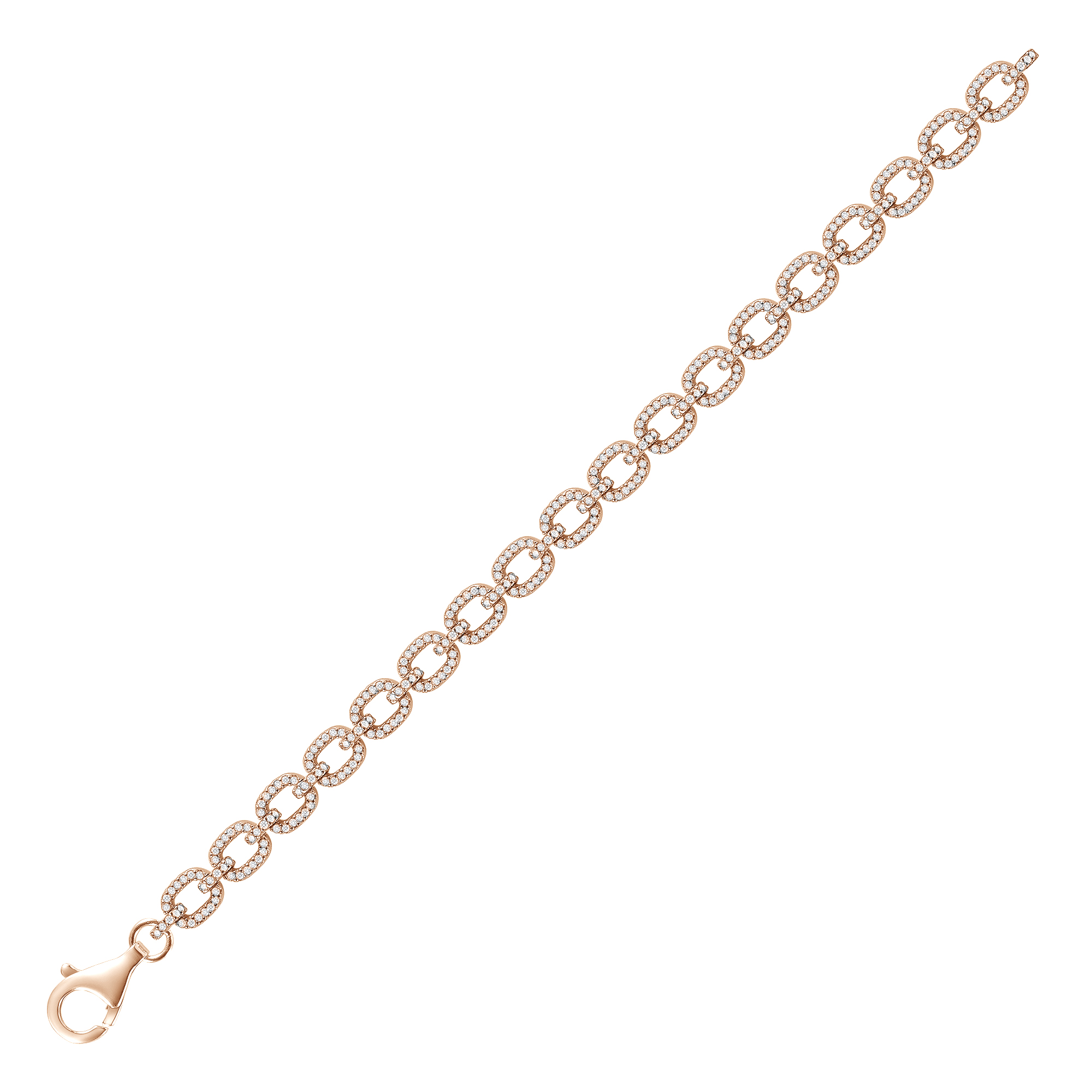 Pulsera linea premium, eslabonada pave, color rosado