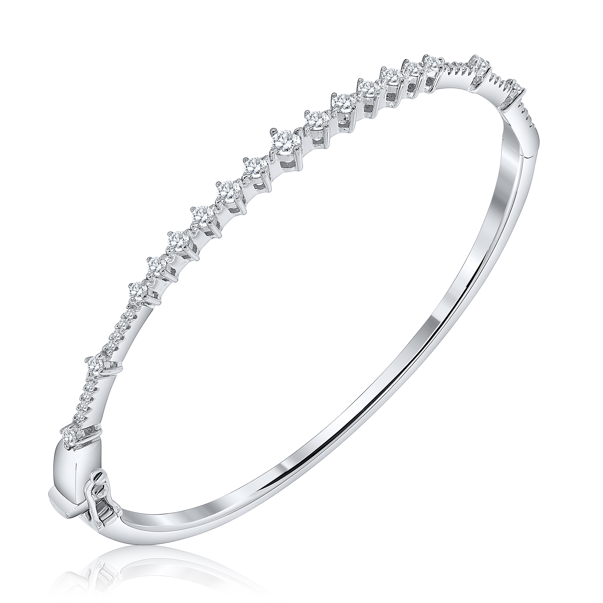 Esclava linea premium, piedras de distinto tamaños, blanca