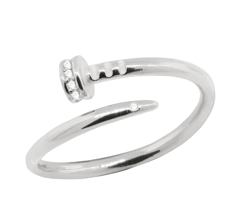 Anillo clavo blanco con piedras