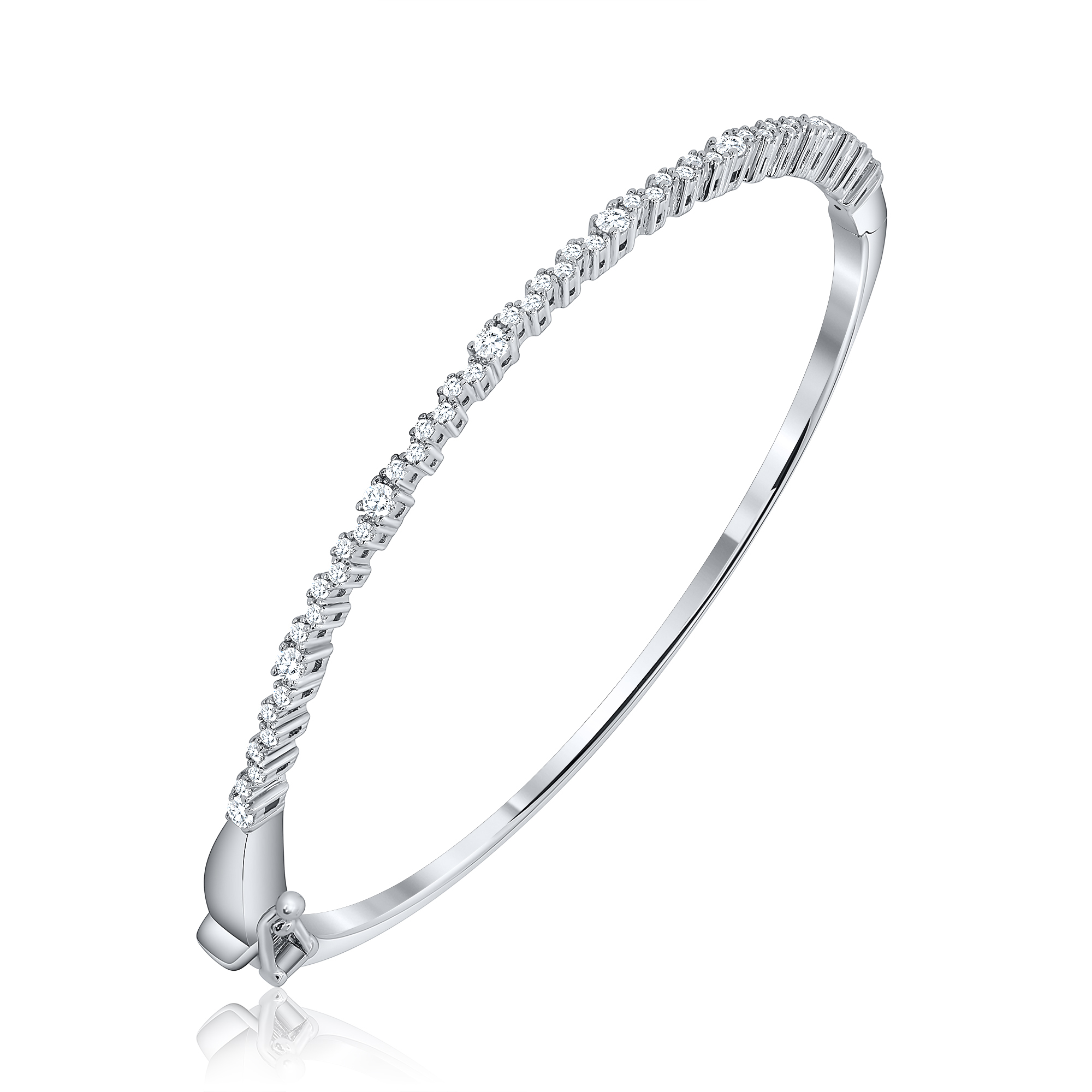 Pulsera linea premium, esclava con piedras pequeñas, blanca