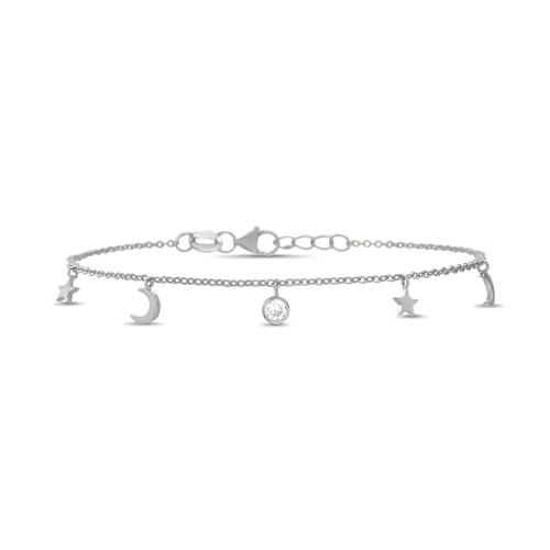 Pulsera luna y estrellas con piedras blancas