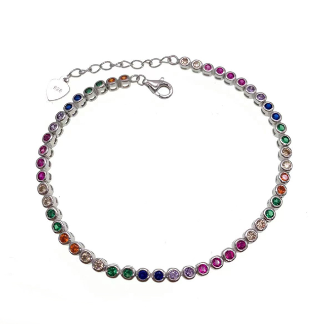 PULSERA PIEDRAS VIROLA MULTICOLOR CON ALARGUE