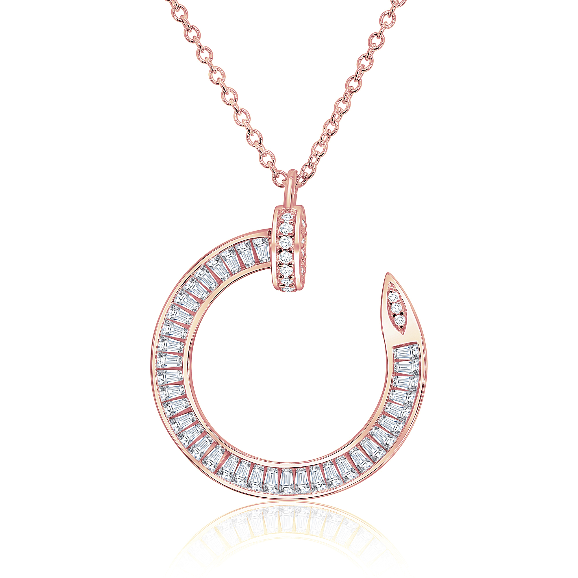 CONJUNTO ROSADO CLAVO CON PIEDRAS BAGUET