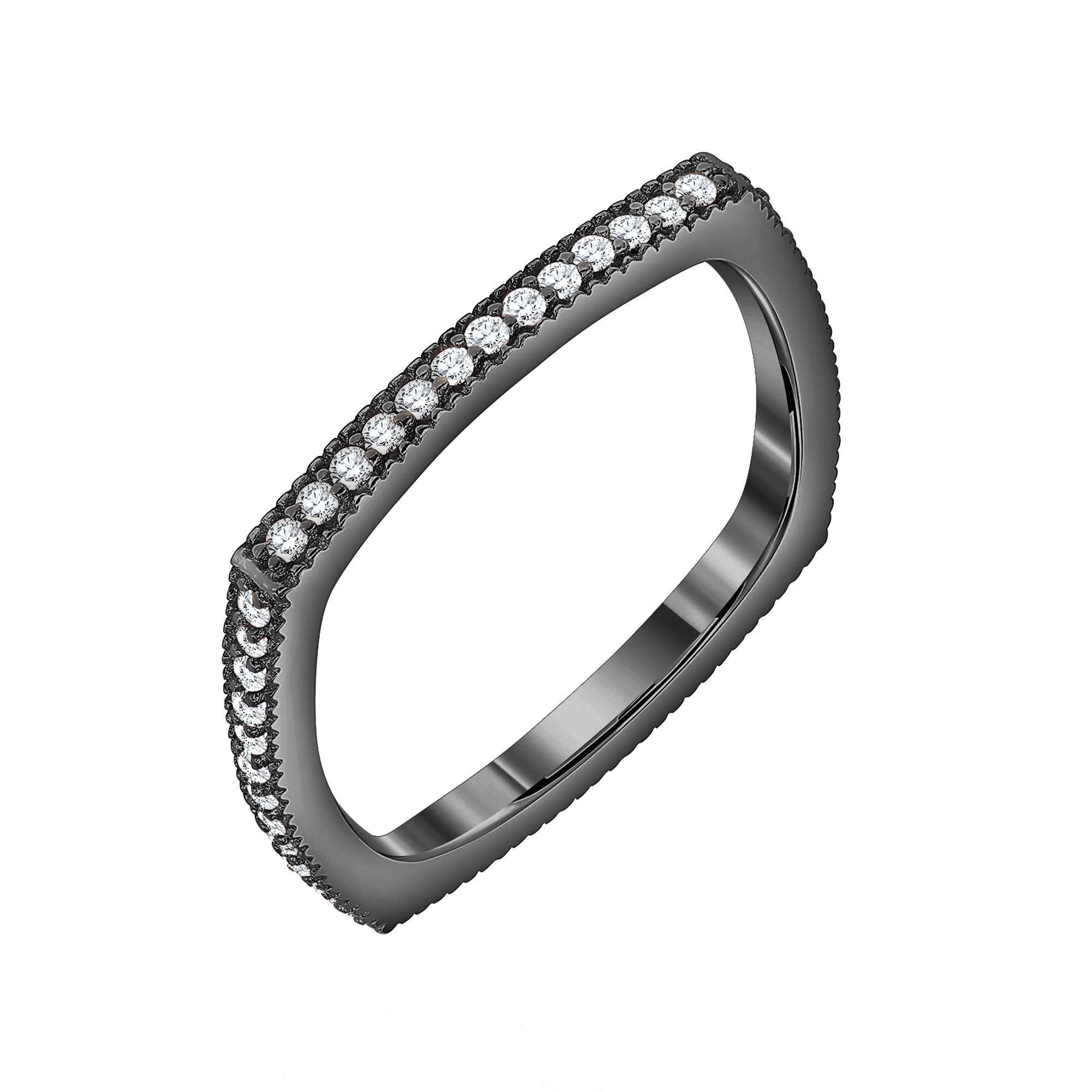 ANILLO RODHIO NEGRO CUADRADO SIN FIN