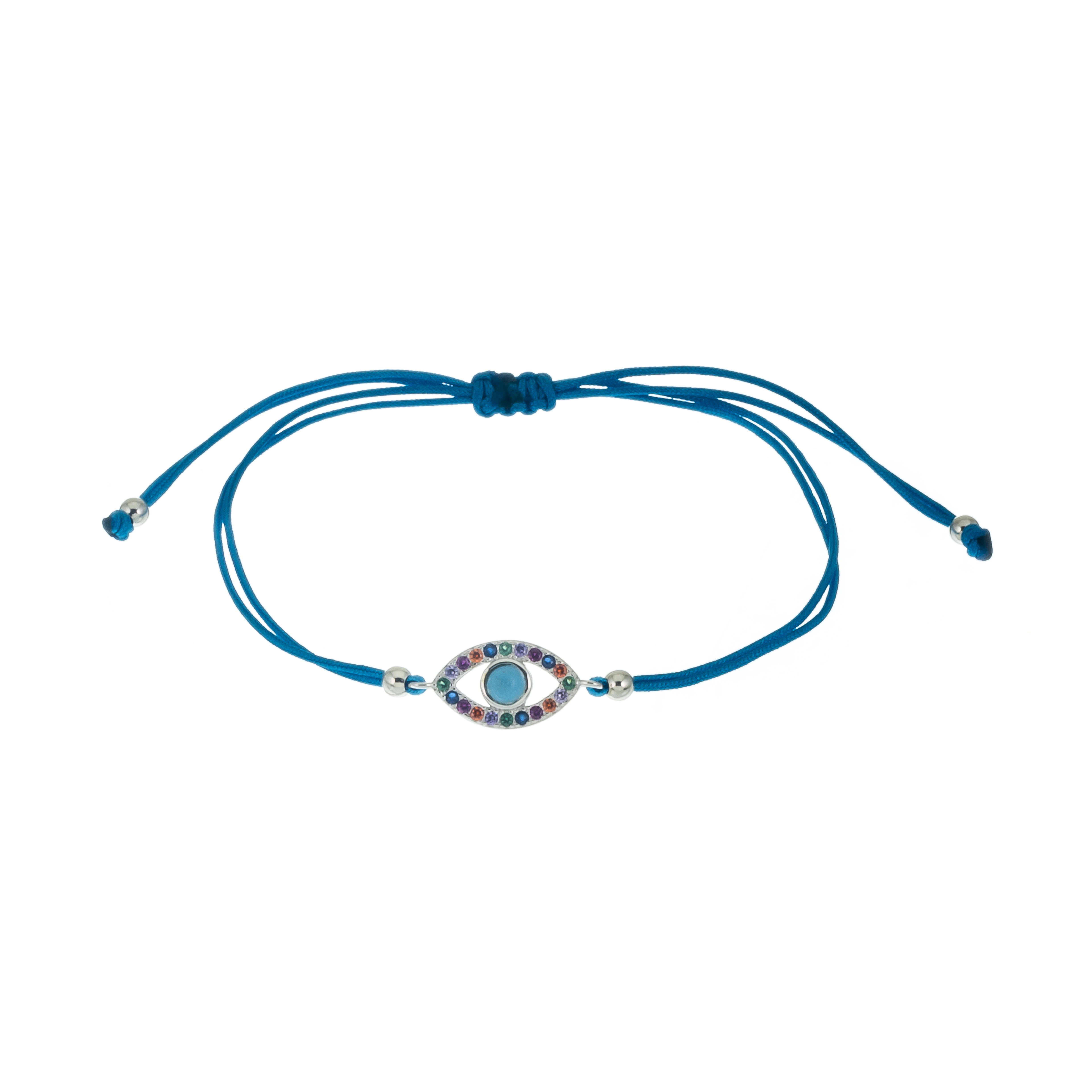 PULSERA HILO TURQUESA CON OJITO MULTICOLOR