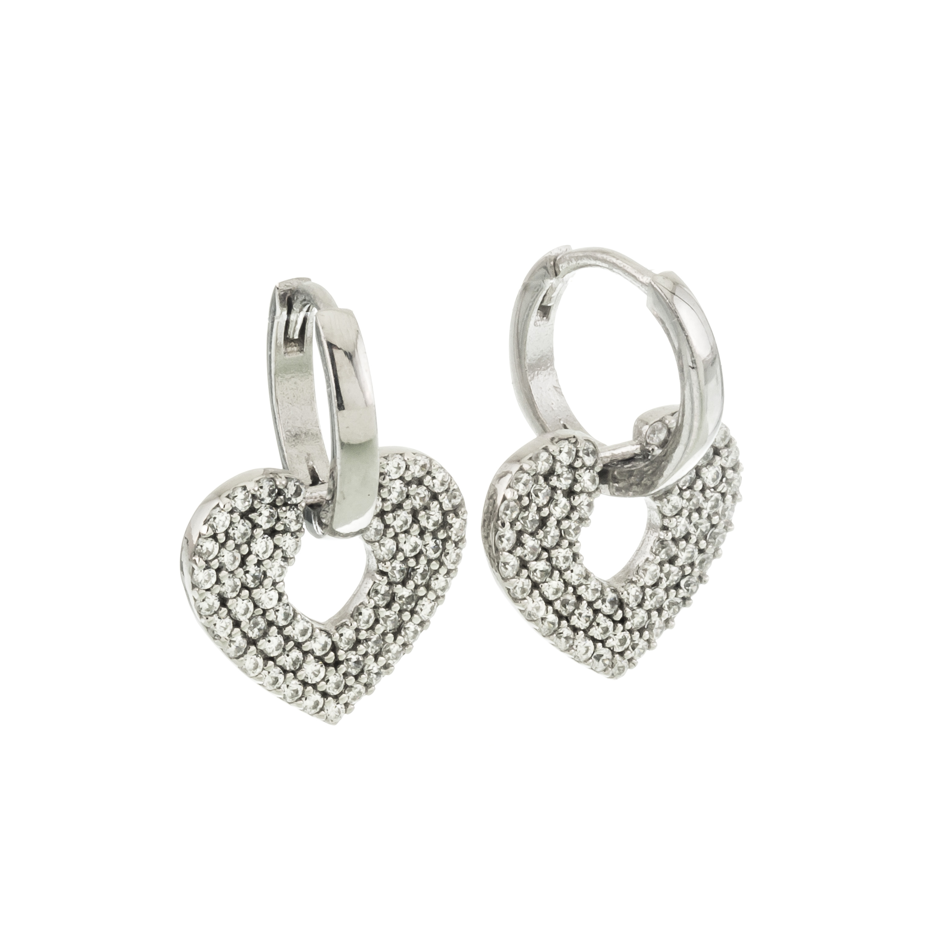 AROS ARGOLLA CORAZON PAVE COLGANTE