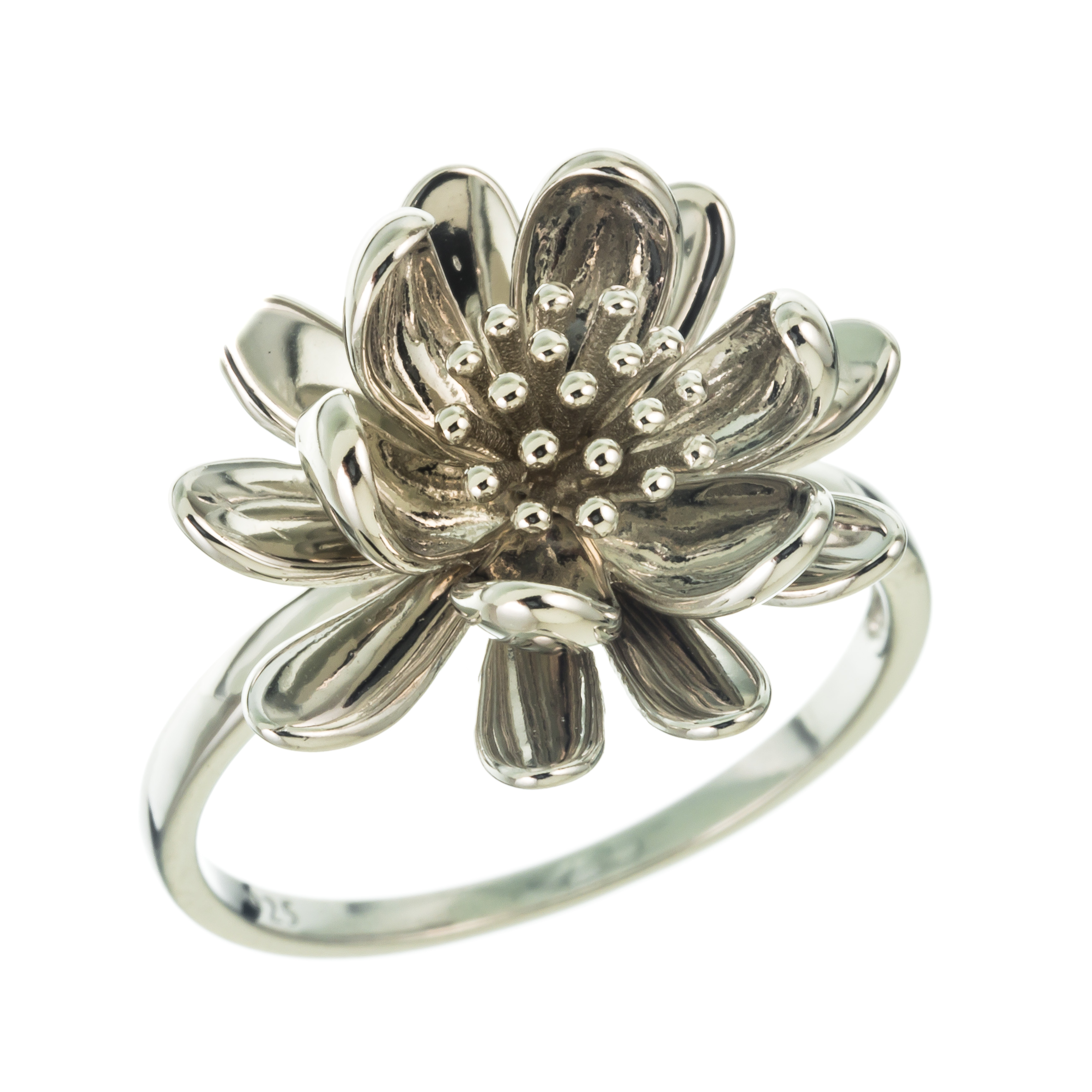 ANILLO BLANCO FLOR PULIDA