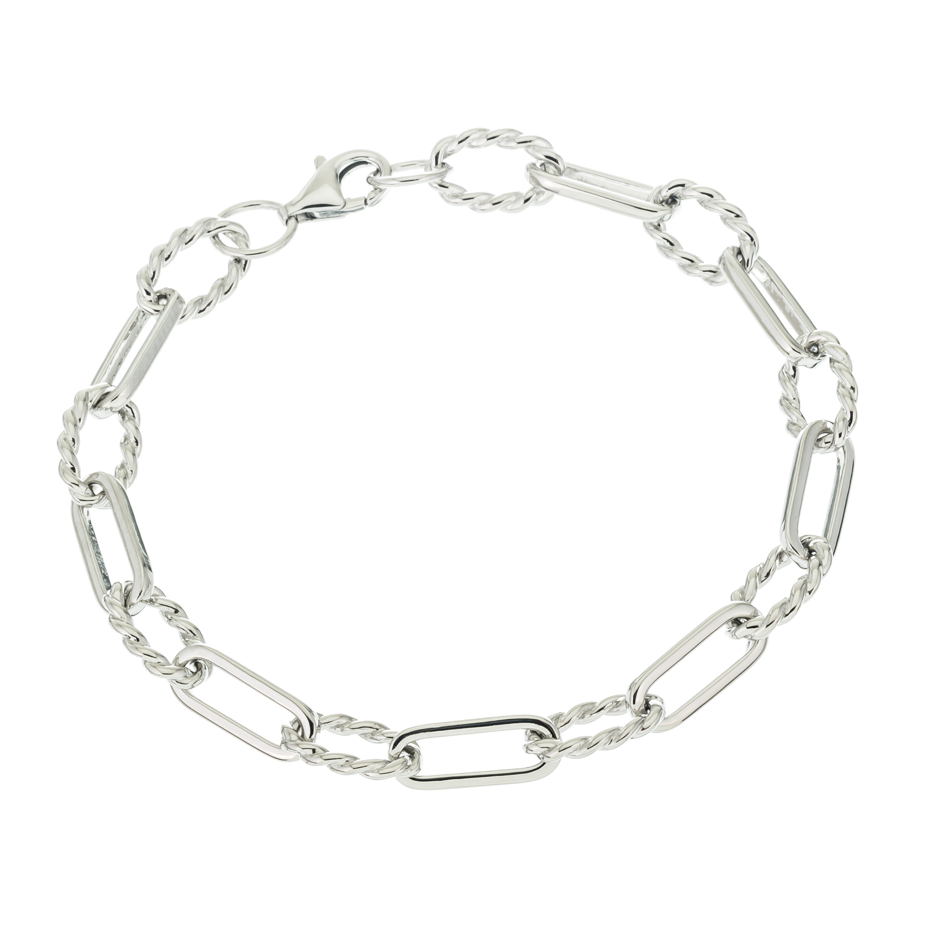 PULSERA BLANCA OVAL ALARGADO PULIDO, OVAL RETORCIDO