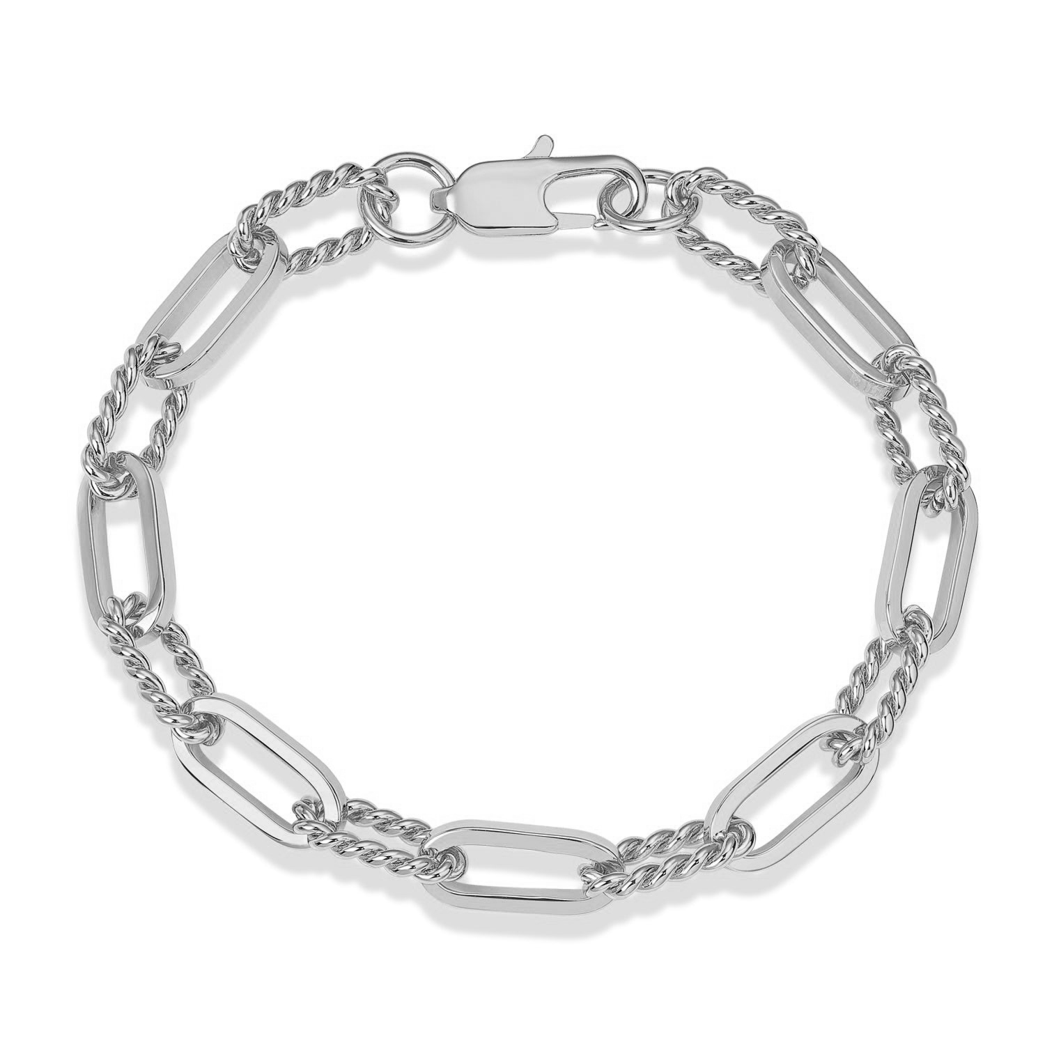 PULSERA BLANCA OVAL ALARGADO PULIDO, OVAL RETORCIDO