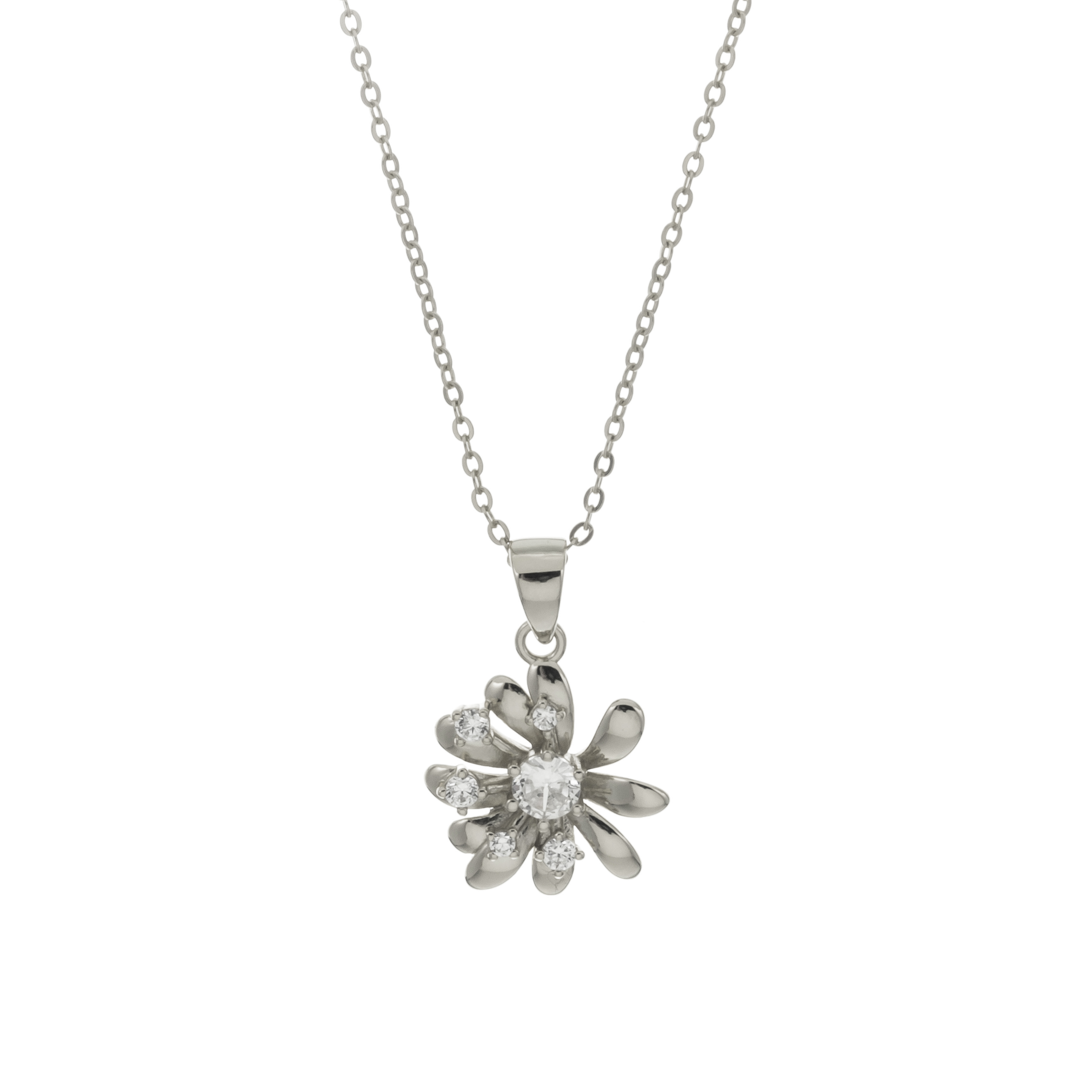 COLLAR BLANCO FLOR CON PIEDRAS