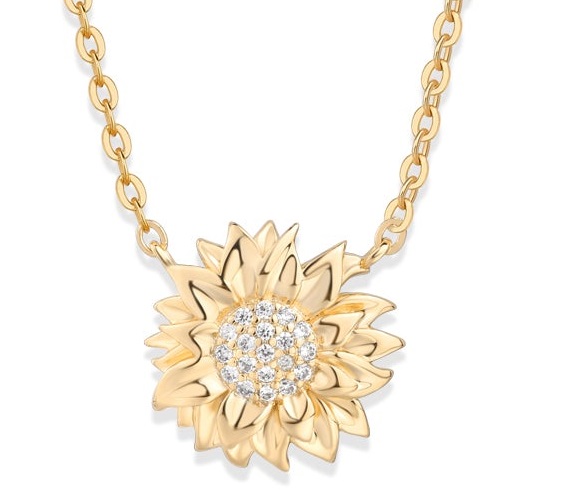 COLLAR DORADO GIRASOL CENTRO PAVE