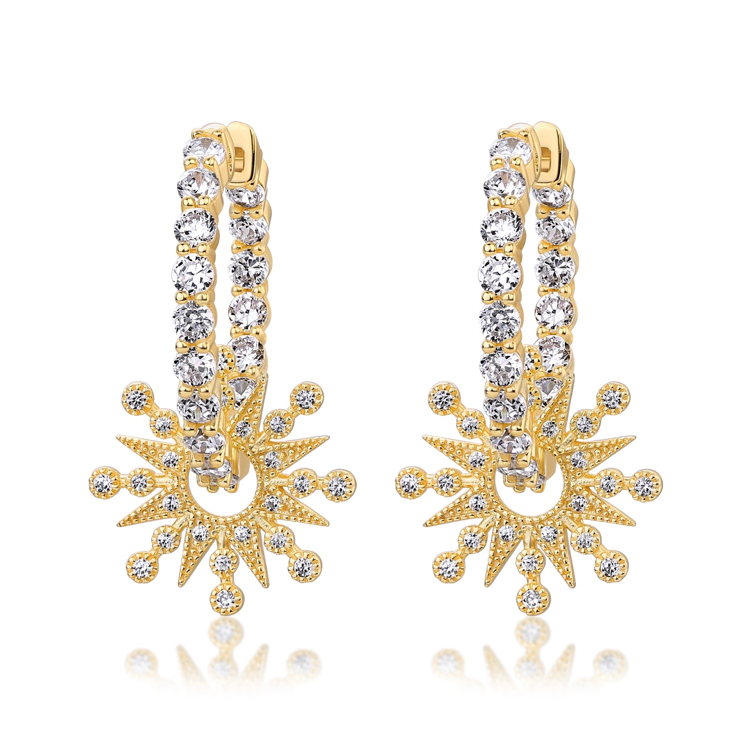AROS DORADO ARGOLLA PAVE CON ESTRELLA PASANTE