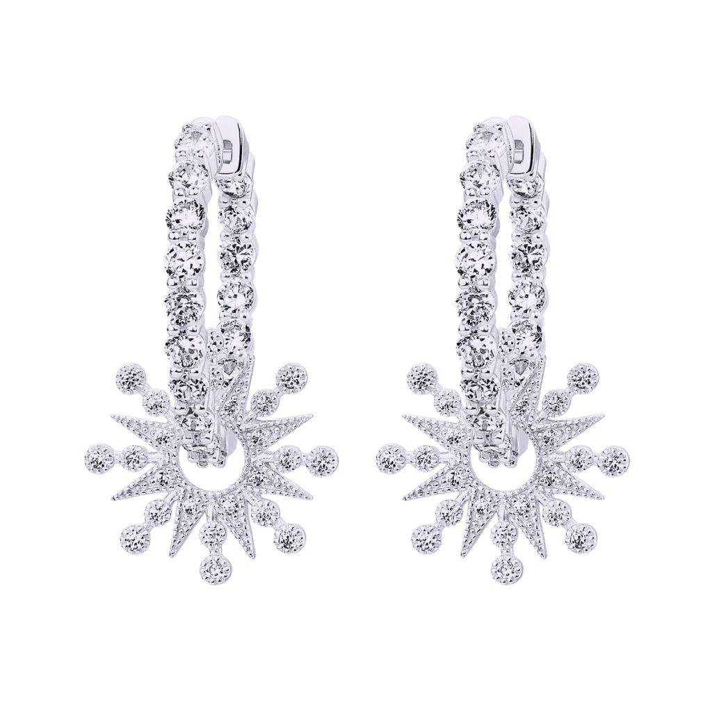 AROS BLANCO ARGOLLA PAVE CON ESTRELLA PASANTE