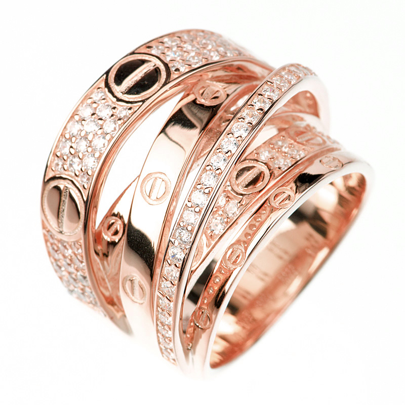 ANILLO ROSADO MJLTICRUZADO PAVE TORNILLOS  PREMIUM