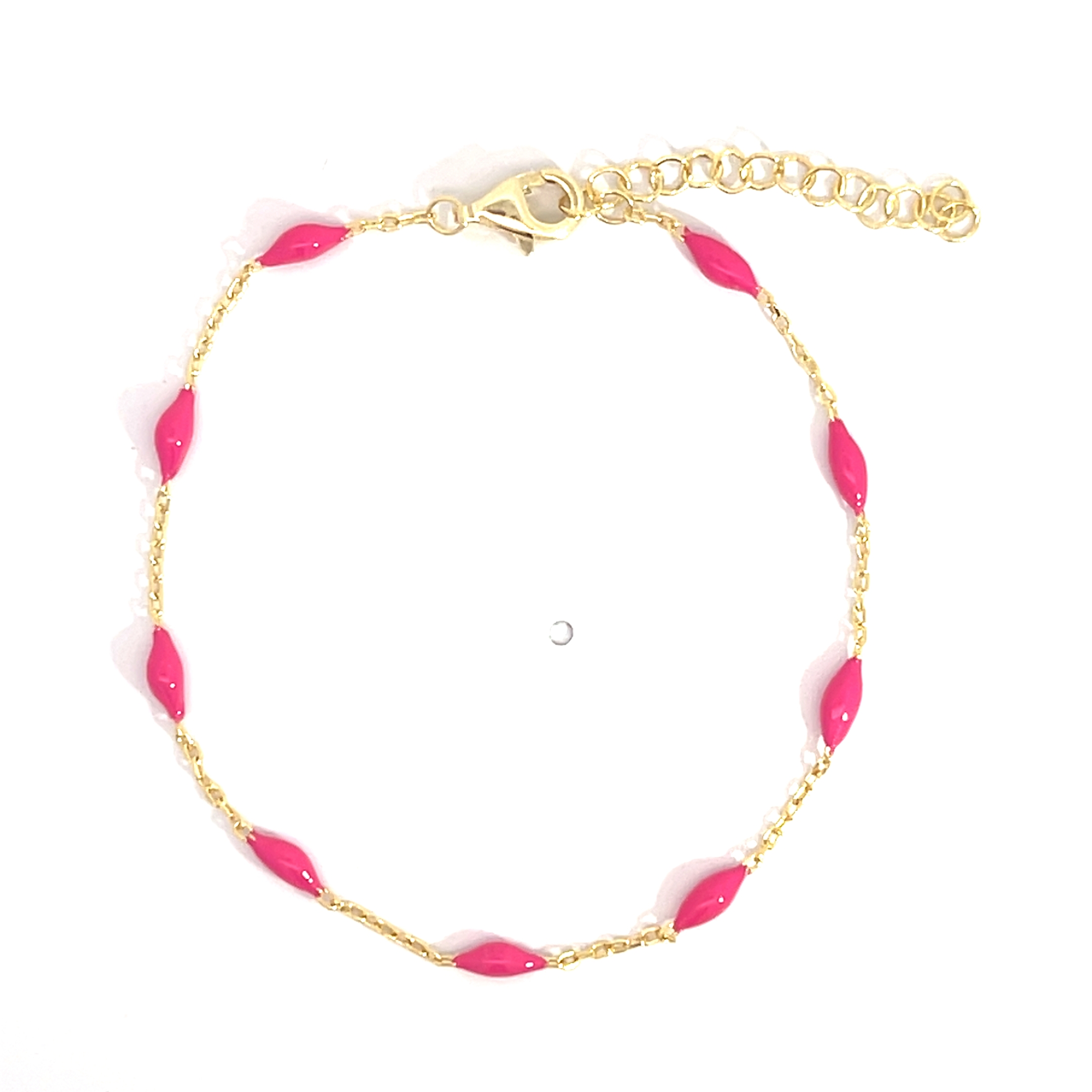 PULSERA DORADO ALMENDRITAS ESMALTE ROSADO