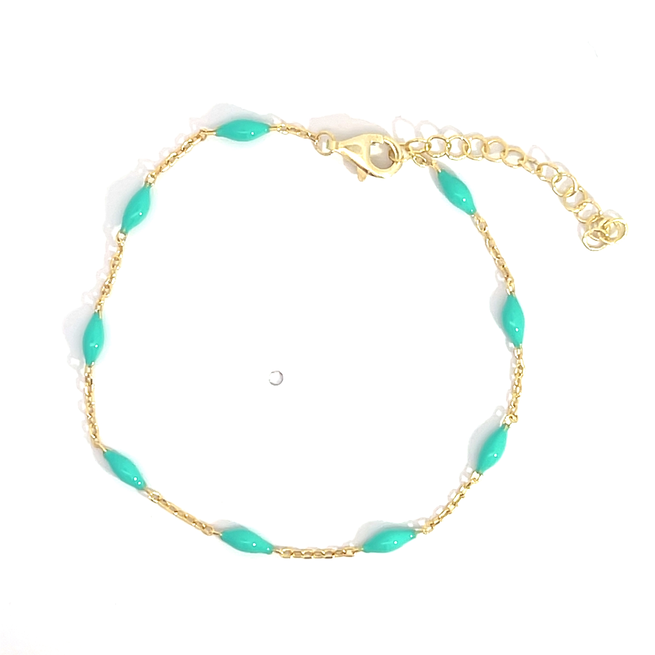 PULSERA DORADO ALMENDRITAS ESMALTE TURQUESA