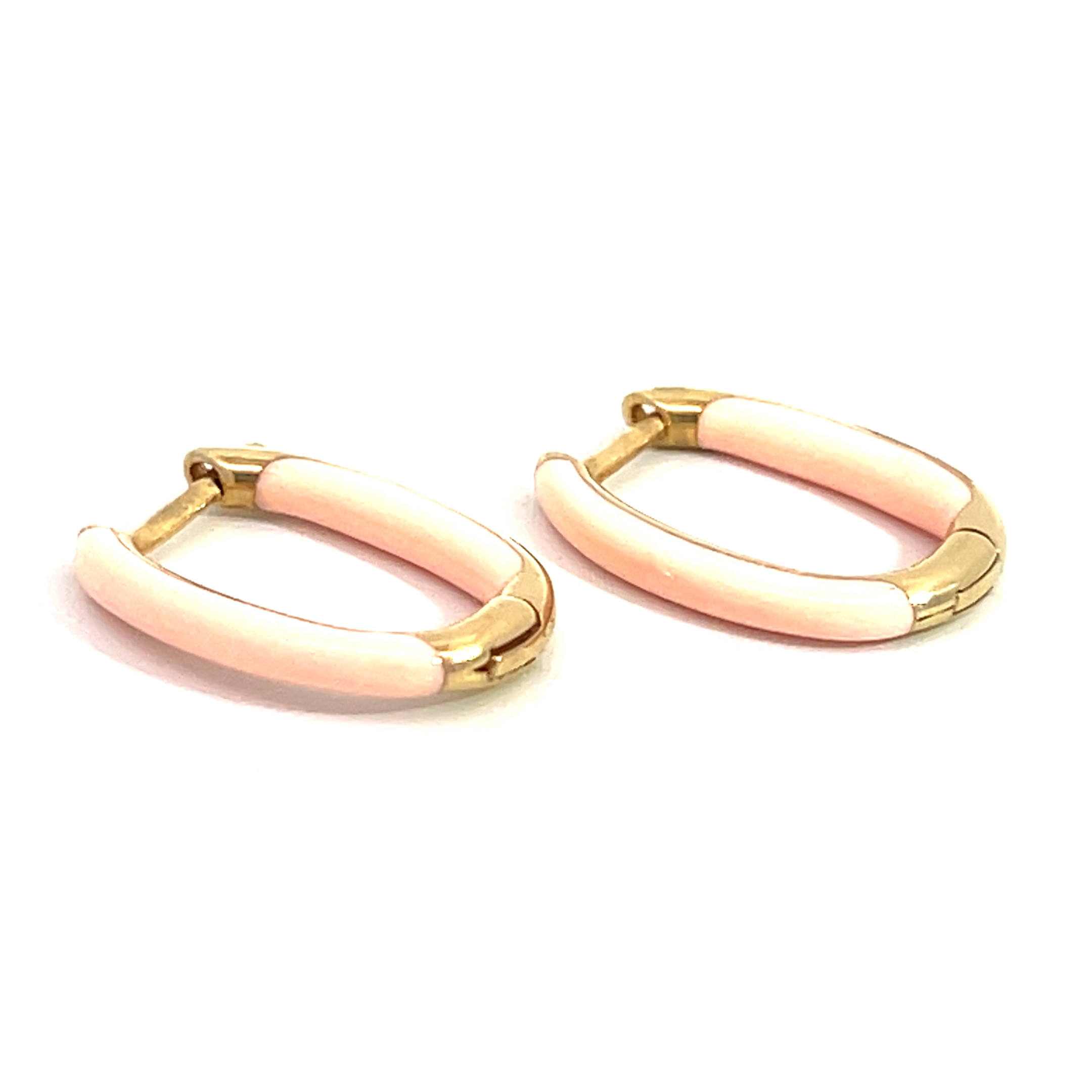 AROS DORADO HERRADURA CON ESMALTE ROSA