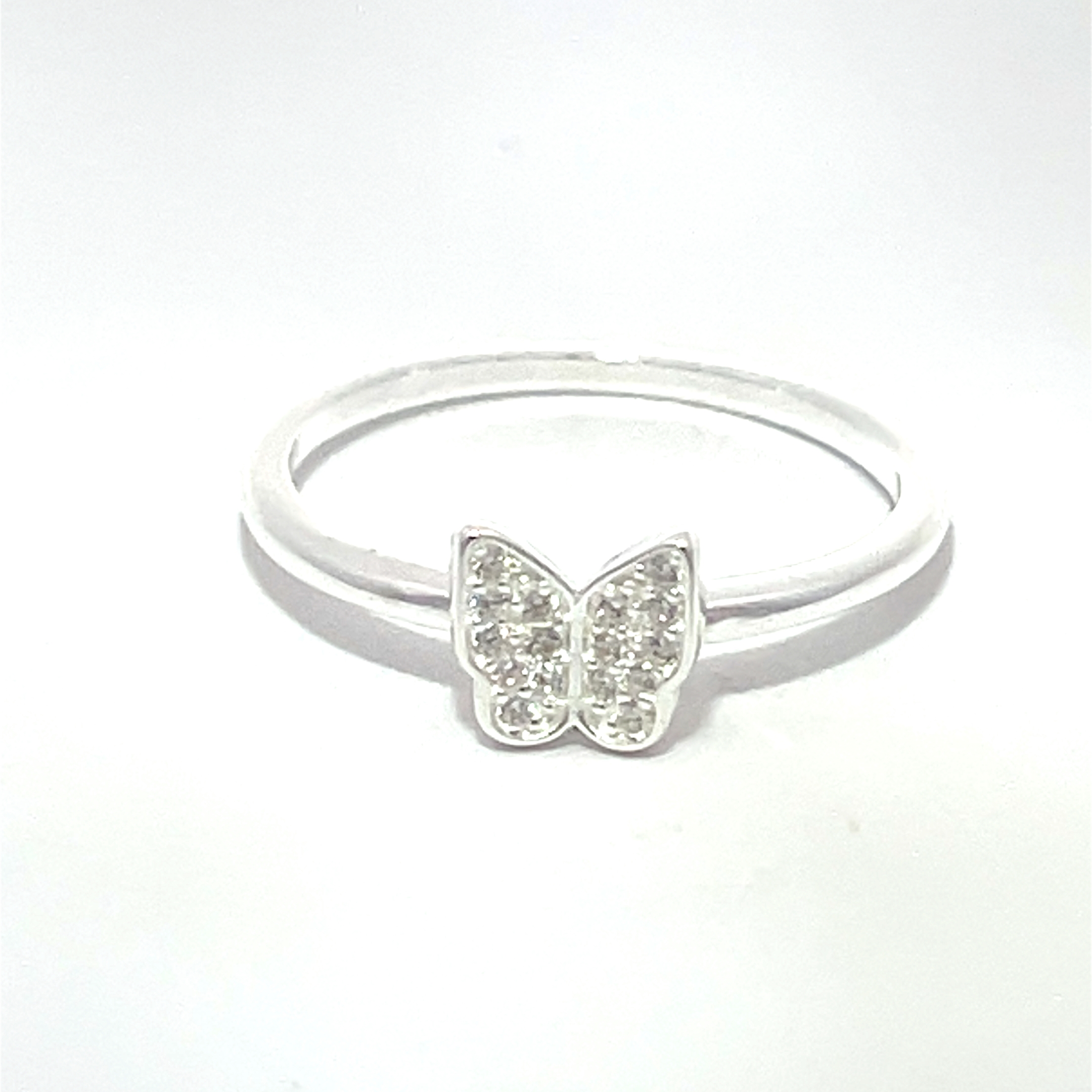 ANILLO SOLITARIO MARIPOSA PAVE PIEDRAS BLANCAS