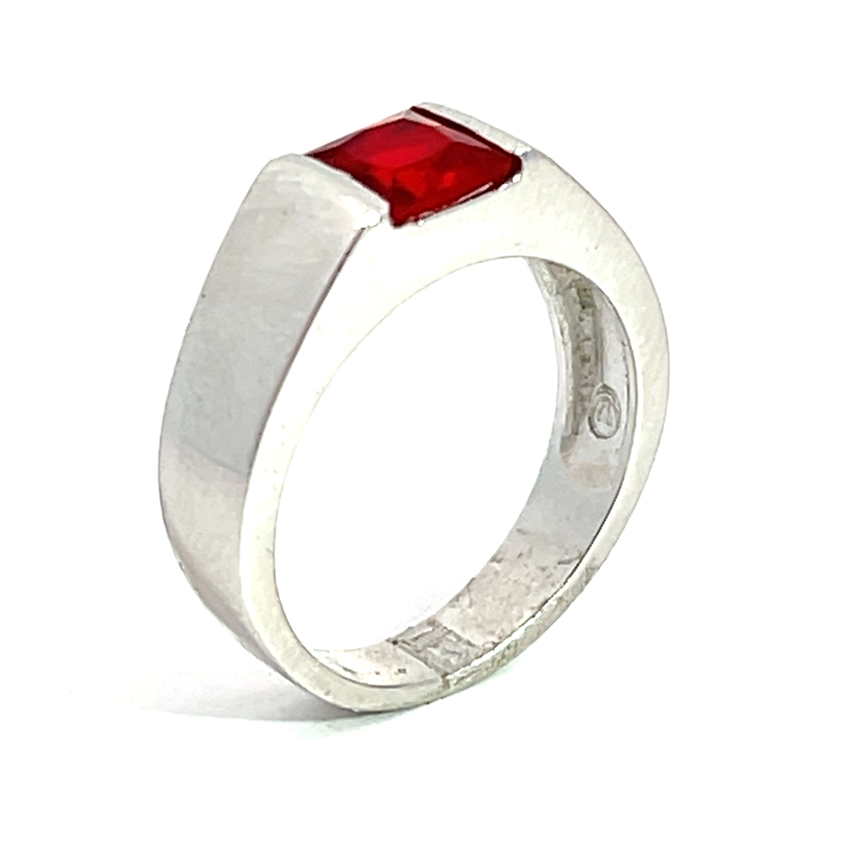 ANILLO PLATABELLA TANK 6X6 PIEDRA ROJA