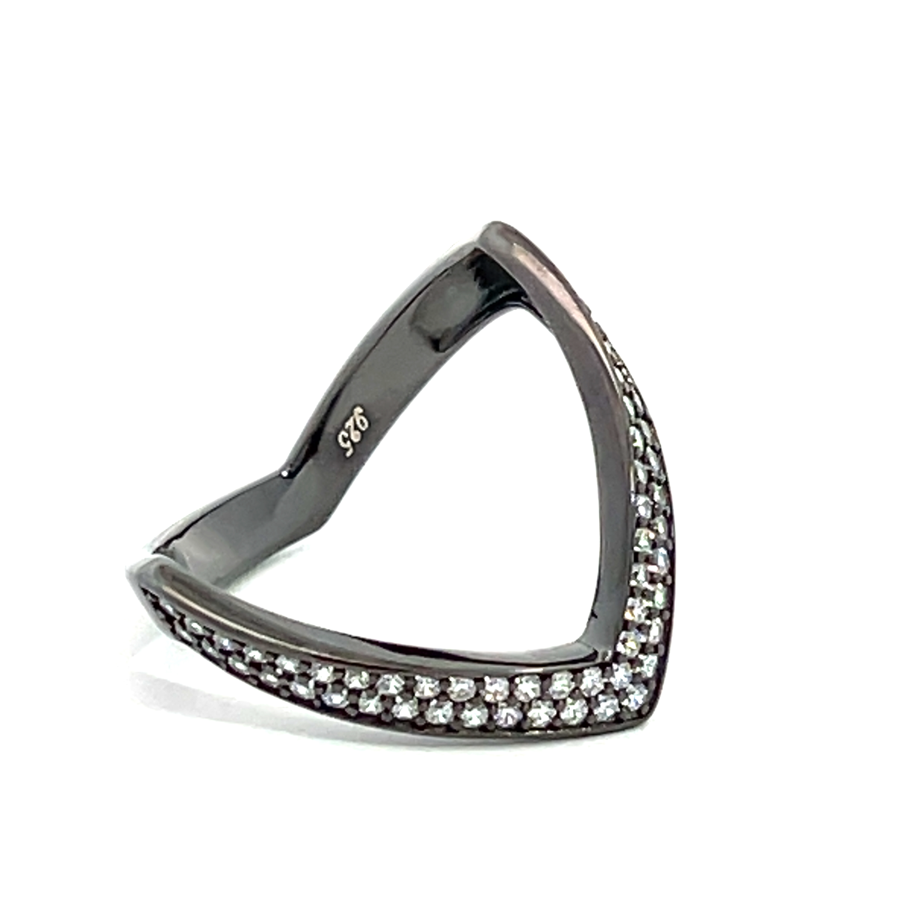 ANILLO RODIO NEGRO AFRICANO EN V MEDIO SIN FIN PREMIUM