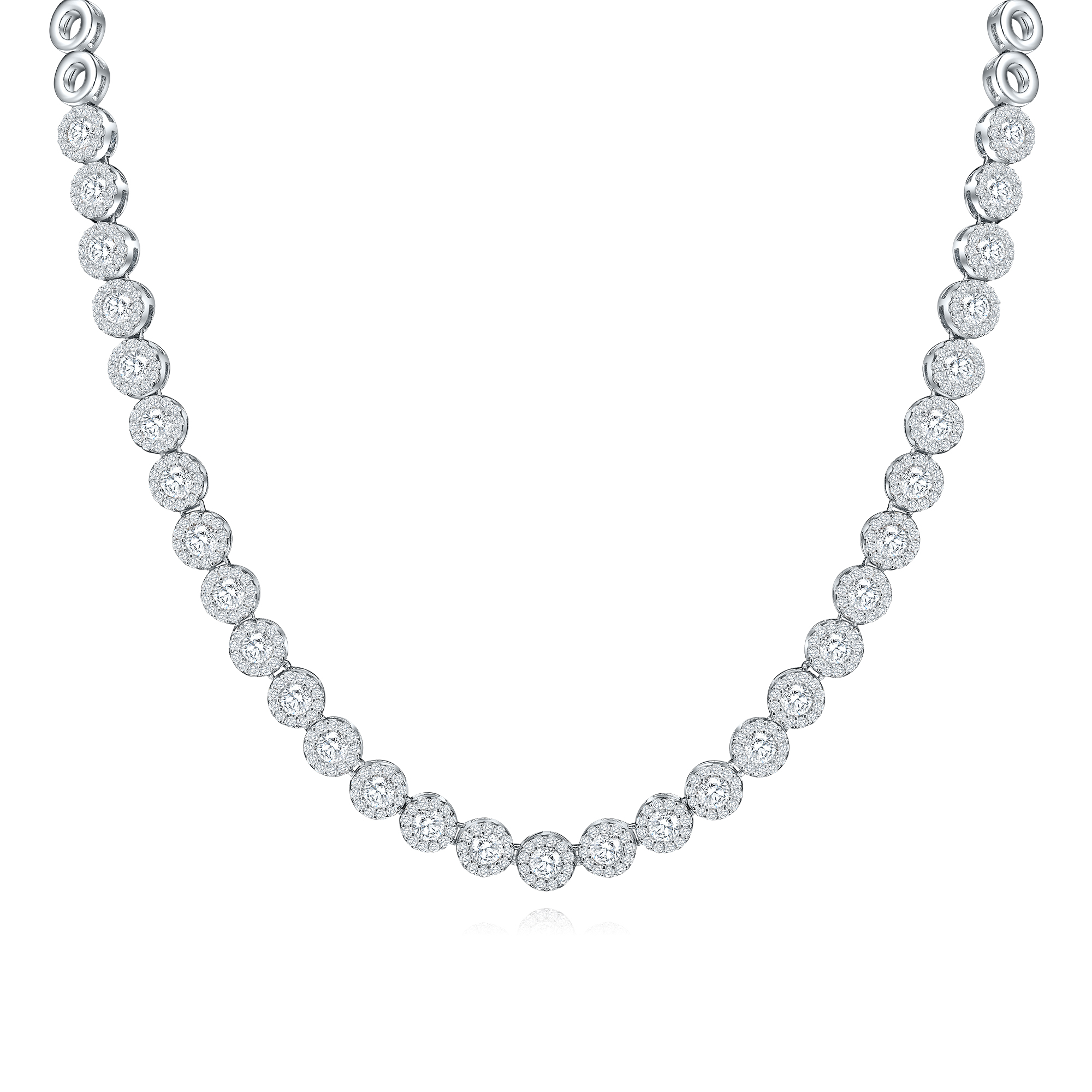 GARGANTILLA BLANCO TENIS CIRCULO CON PAVE PREMIUM 40 CM.