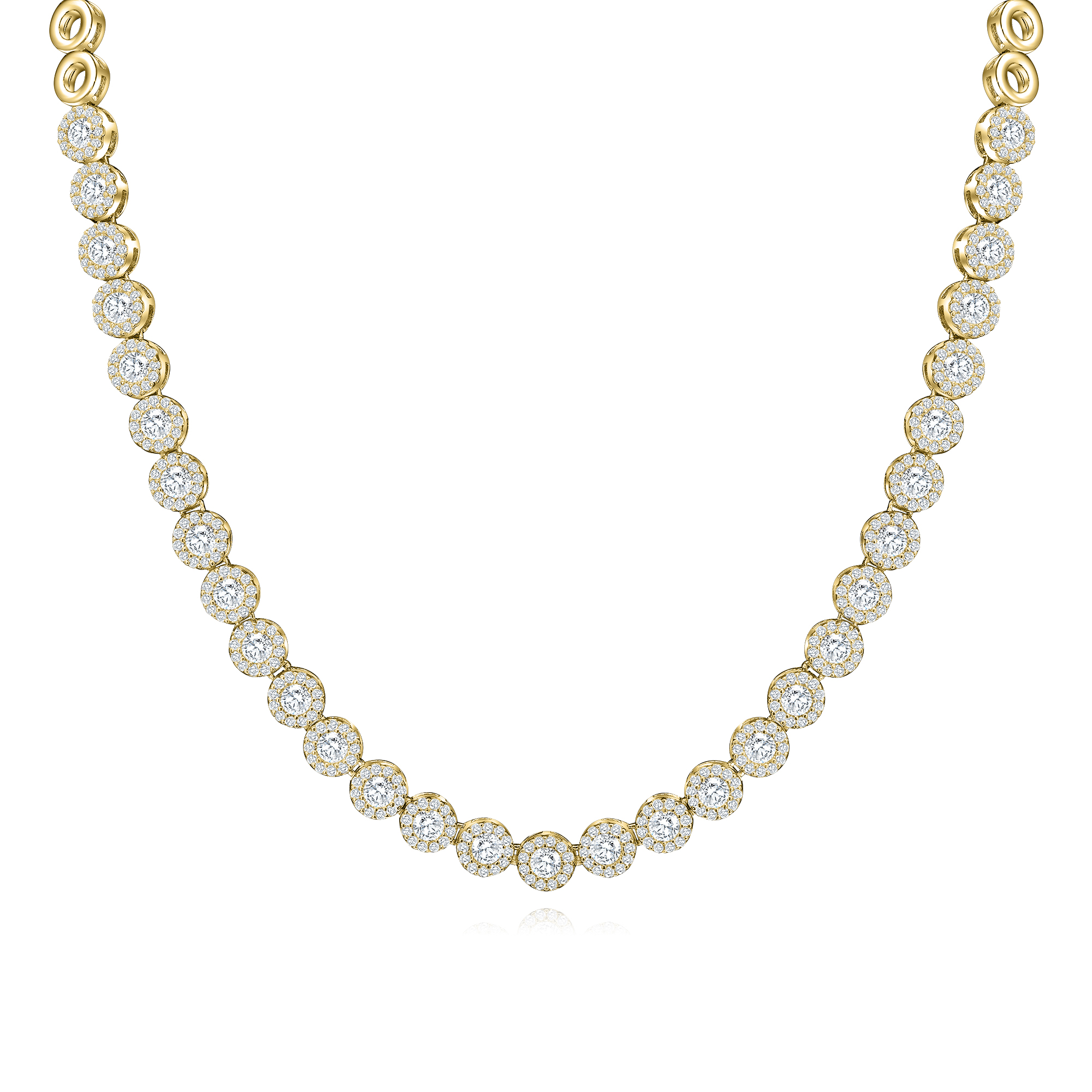 GARGANTILLA DORADA TENIS CIRCULO CON PAVE PREMIUM 40 CM.