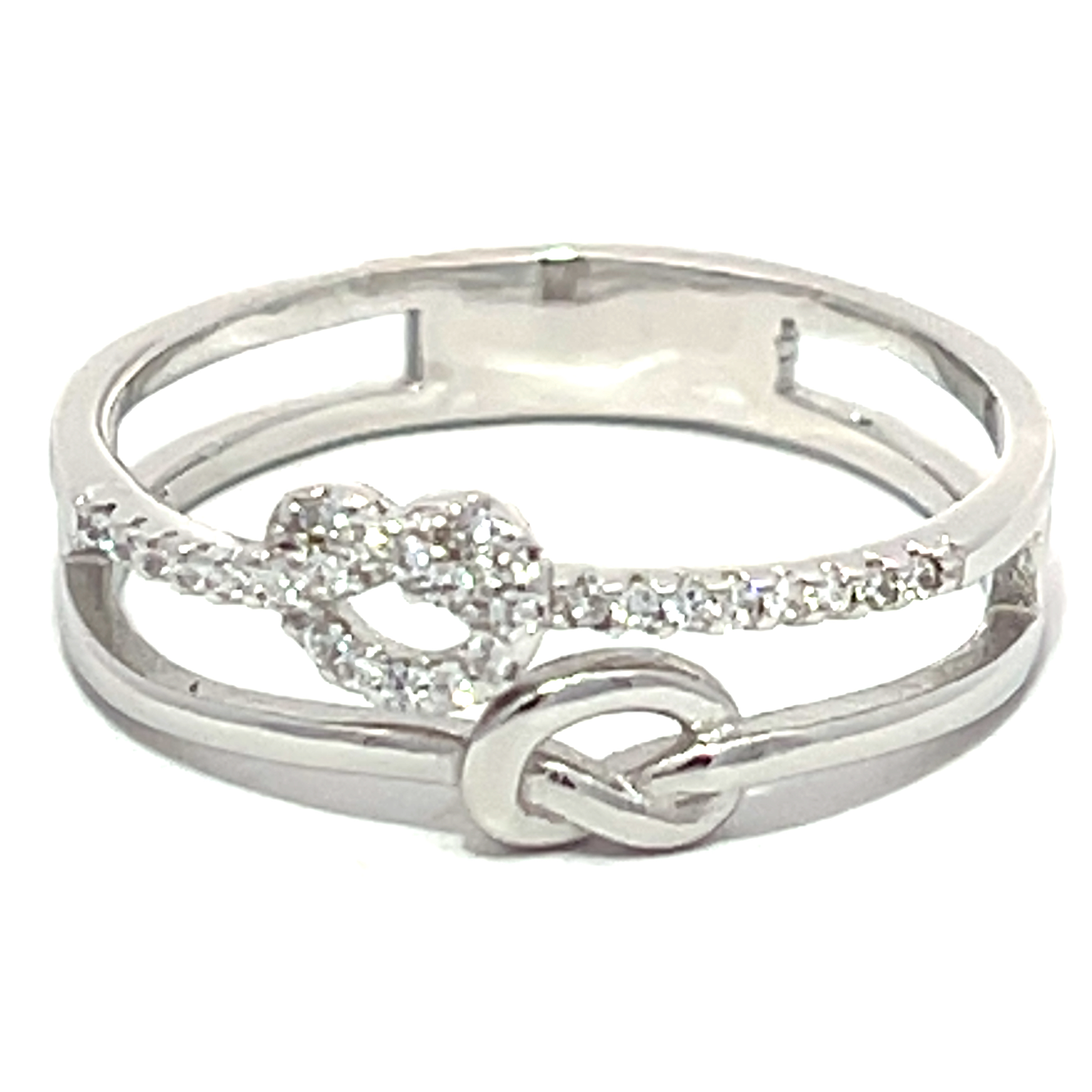 ANILLO DOBLE NUDO PULIDO PAVE