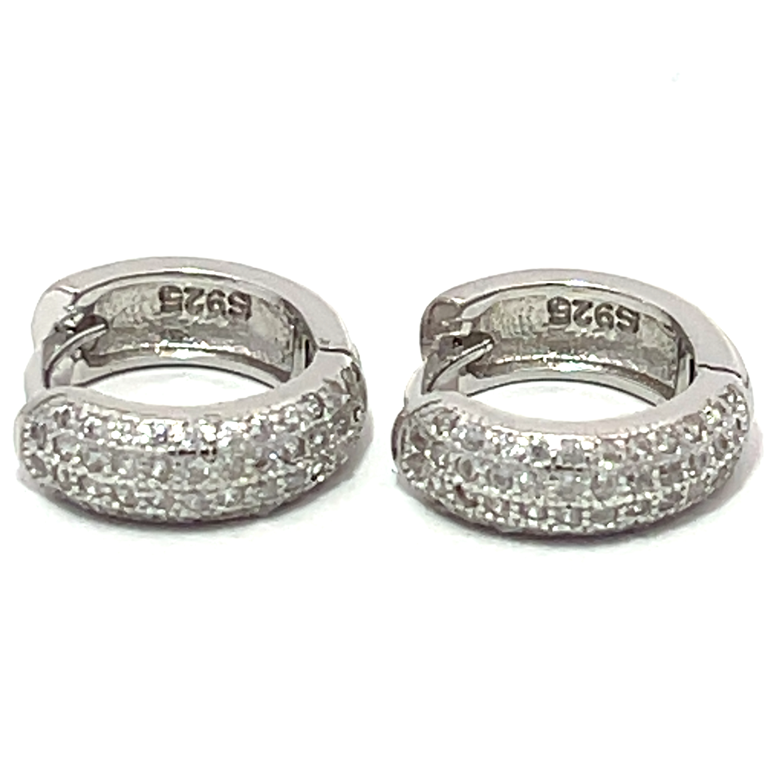 AROS HUGGIE REDONDOS MITAD PAVE BISAGRA 10MM DIAM.