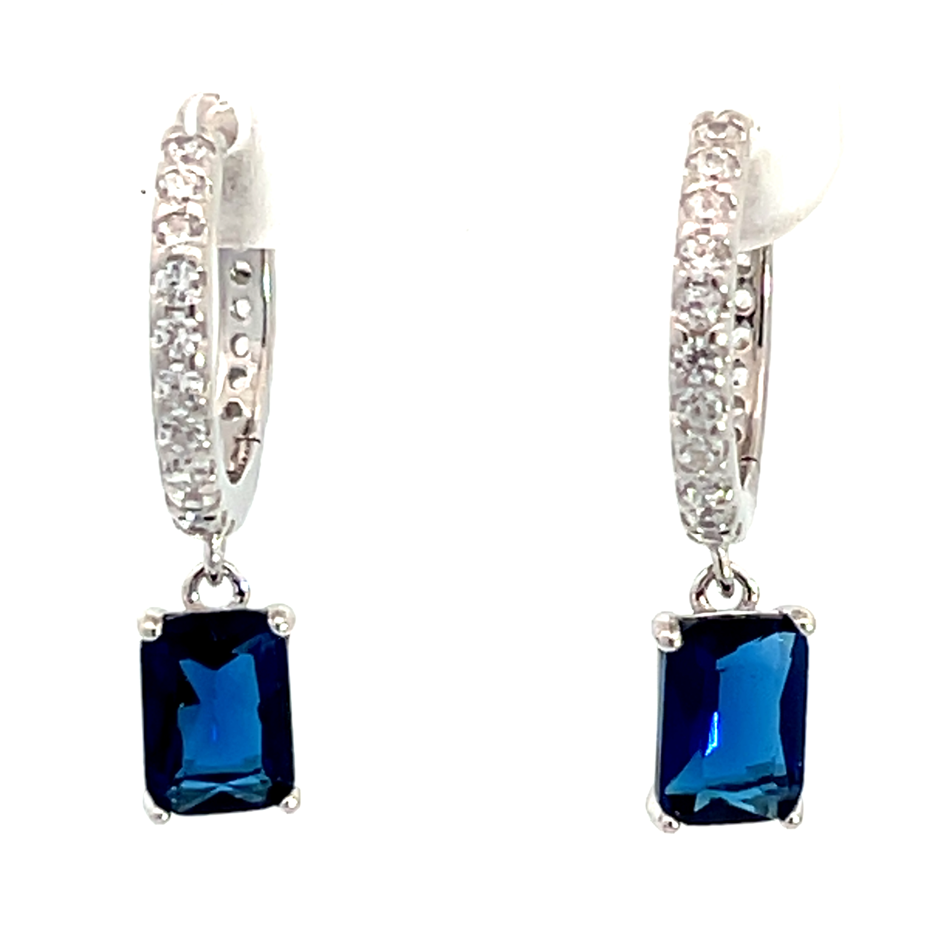 AROS REDONDOS PIEDRA AZUL BAGUET COLGANTE  14MM DIAM.