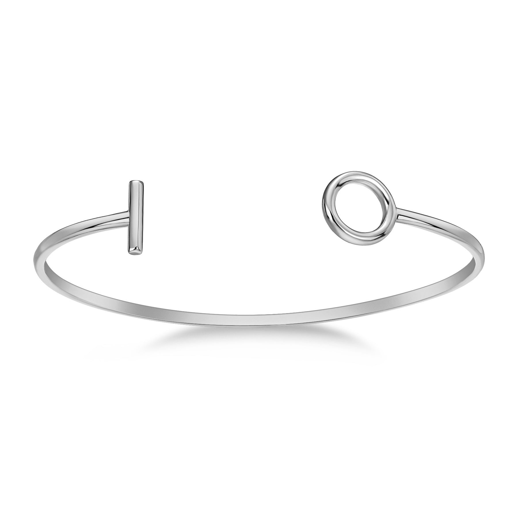 PULSERA BLANCO ESCLAVA ABIERTA BARRITA CIRCULO