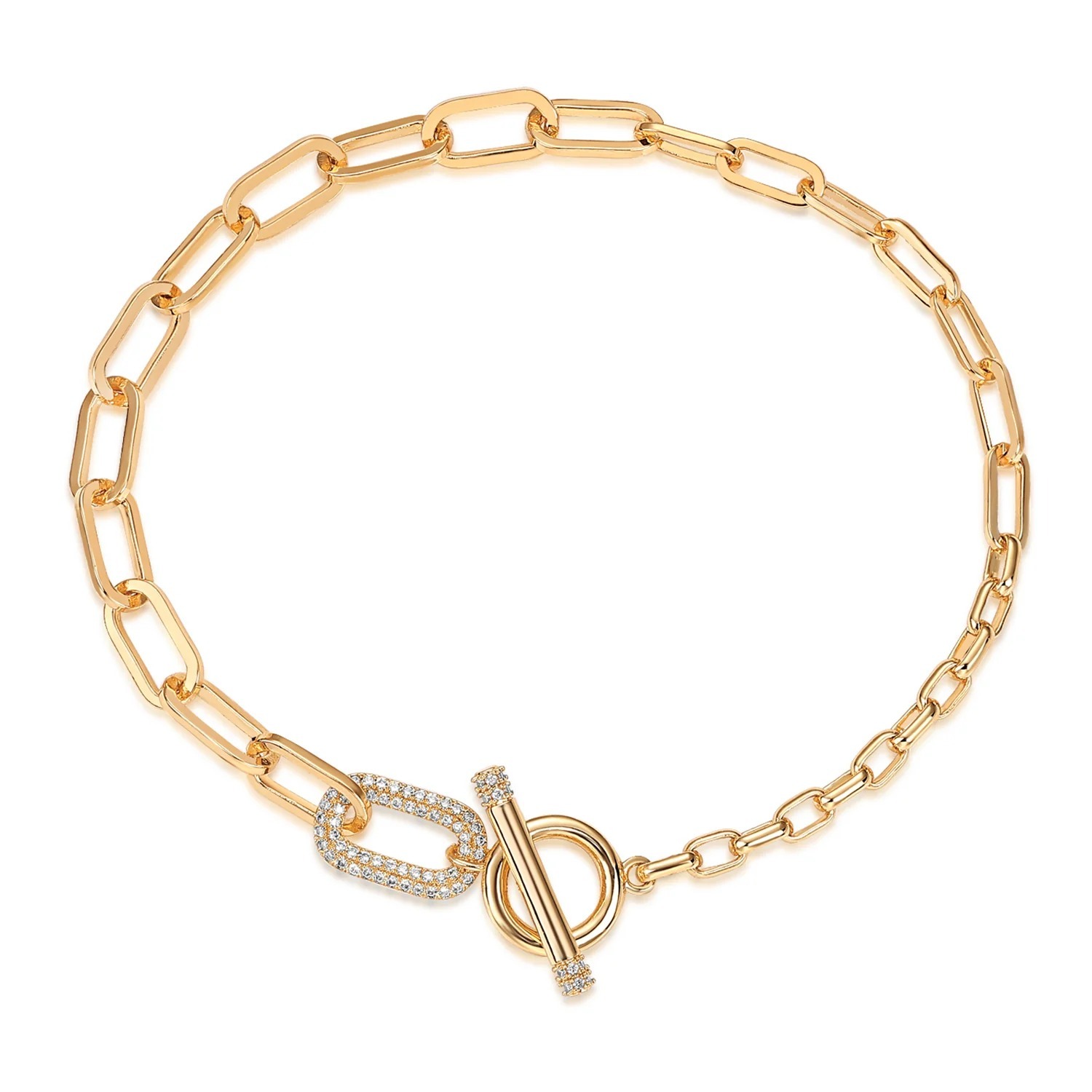 PULSERA BLANCO ARGOLLAS ENTRELAZADAS  17+4CM