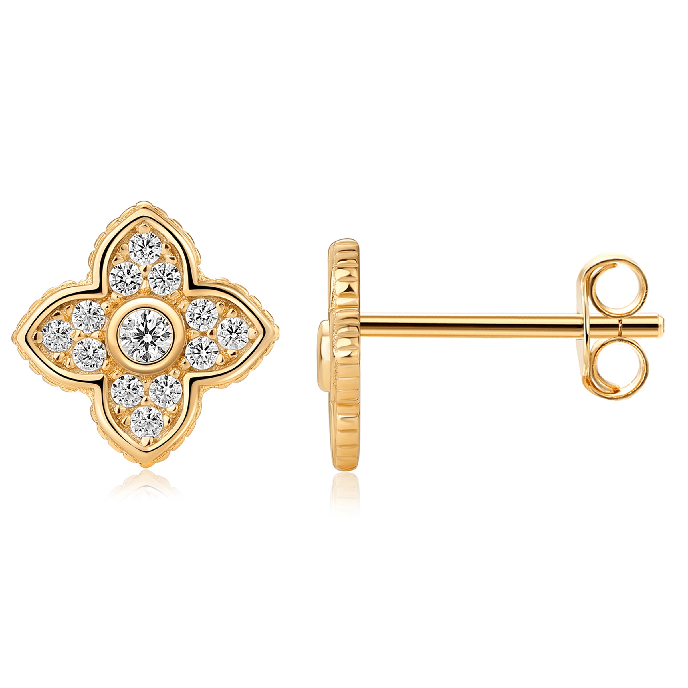 AROS DORADO FLOR PAVE