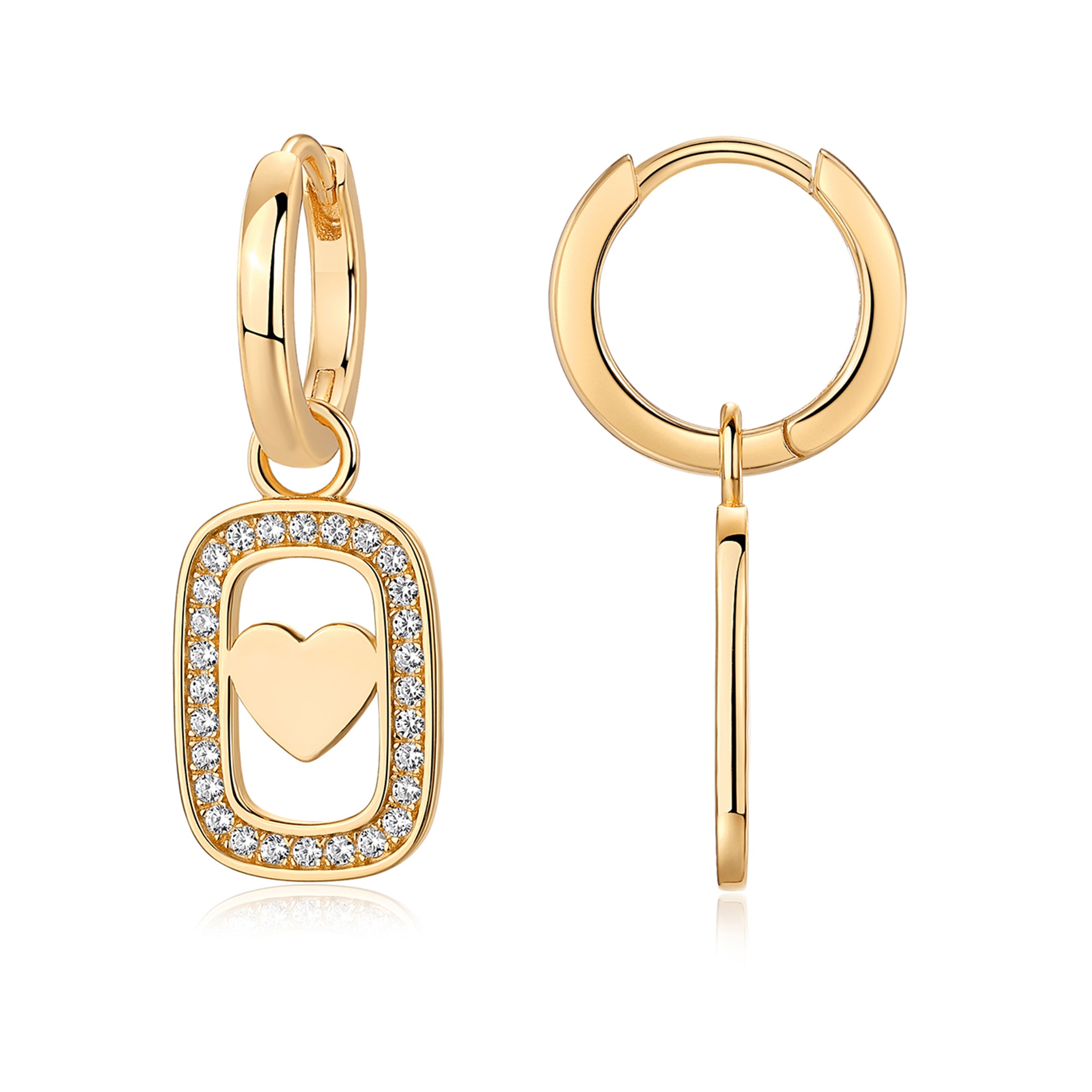 AROS DORADO OVAL PAVE CENTRO CORAZON