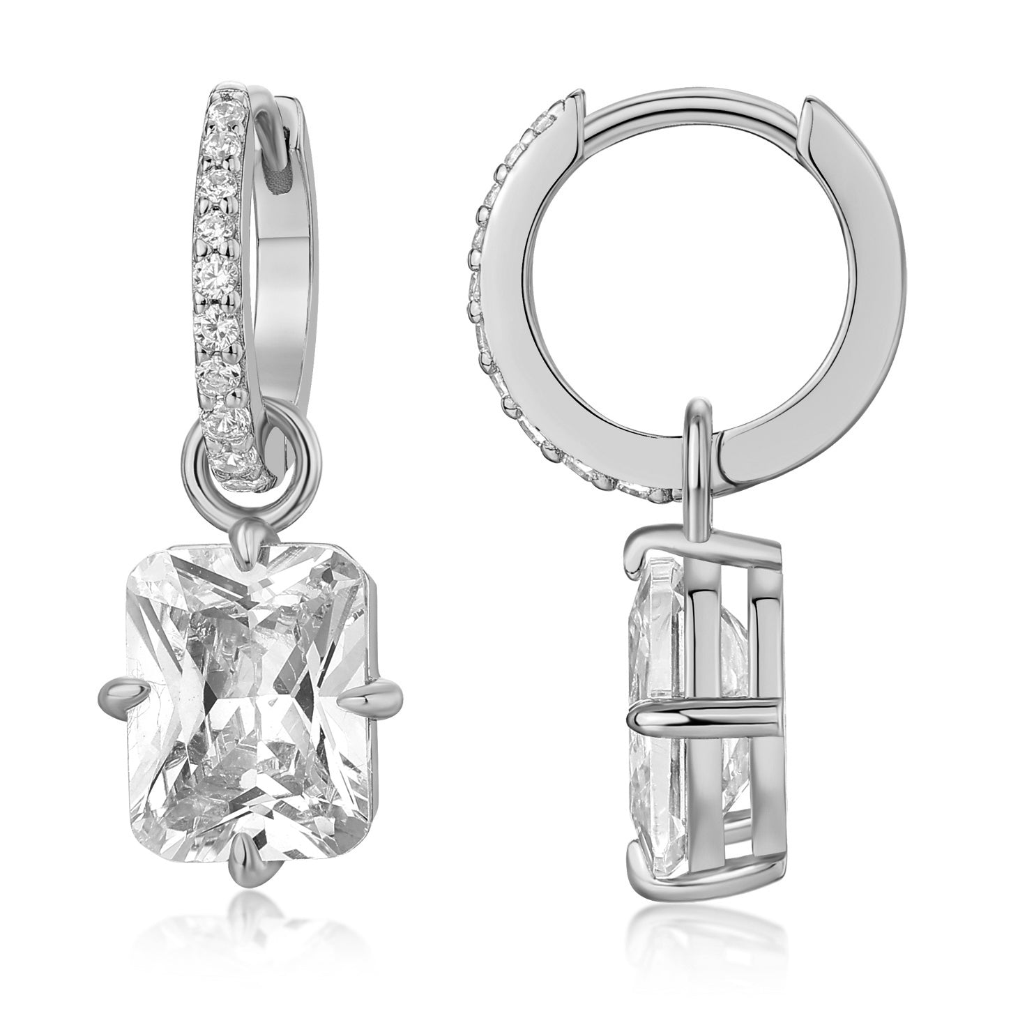  AROS BLANCO ARGOLLA PIEDRA BAGUET GRIFAS COLGANTE 12MM