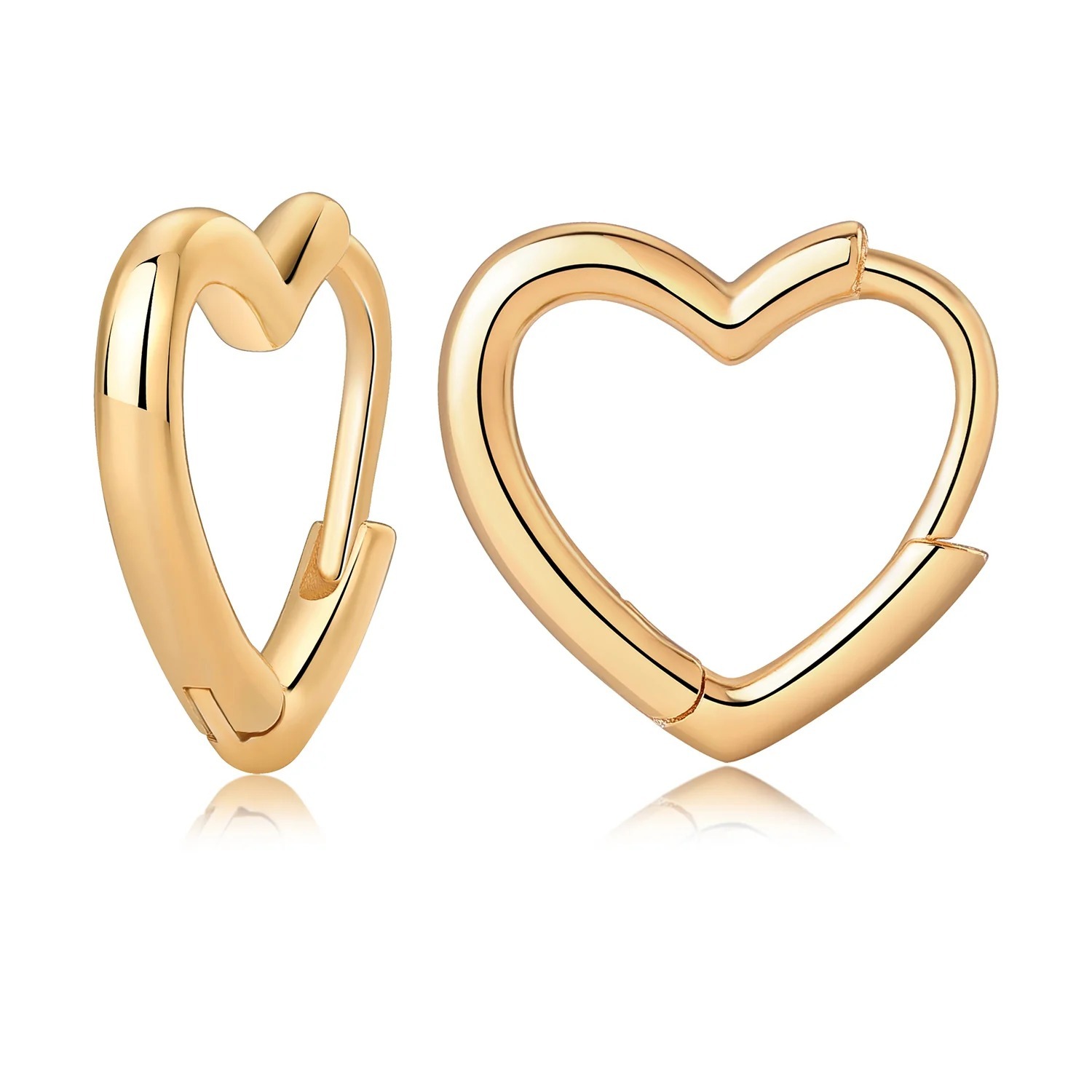 PAR AROS DORADOS CORAZON 11MM
