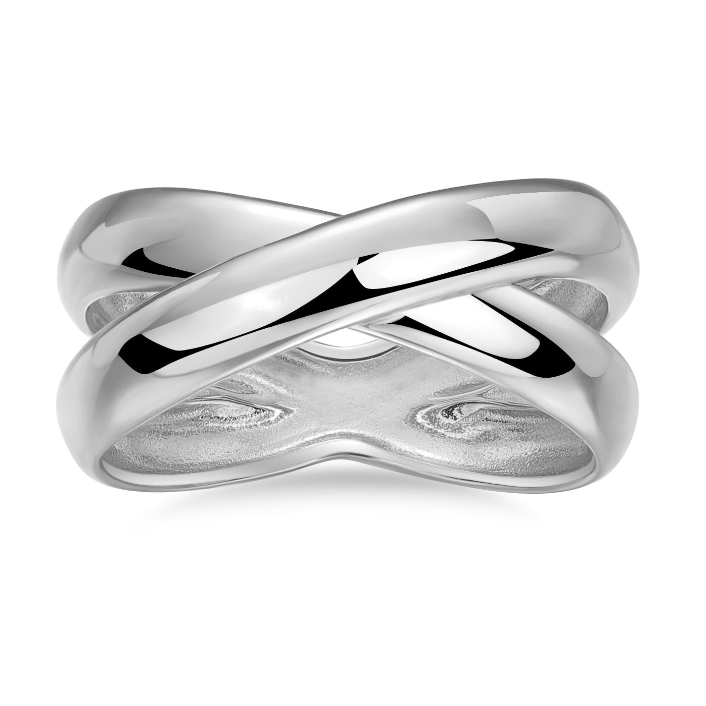 ANILLO BLANCO CRUZADO LISO PULIDO
