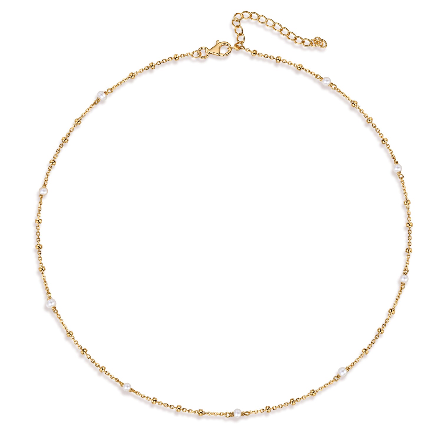 COLLAR DORADO MINI PERLITA Y BOLITA 42+5CM