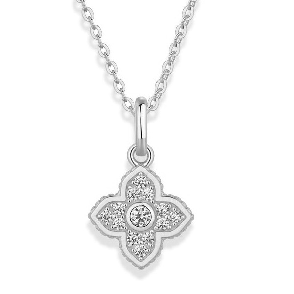 COLLAR BLANCO FLOR PAVE 42+5CM