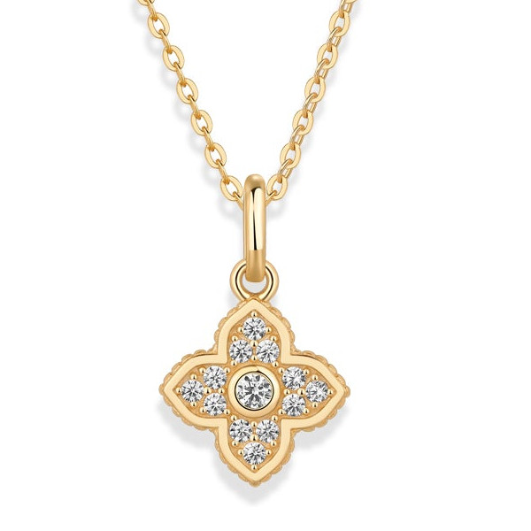 COLLAR DORADO FLOR PAVE 42+5CM