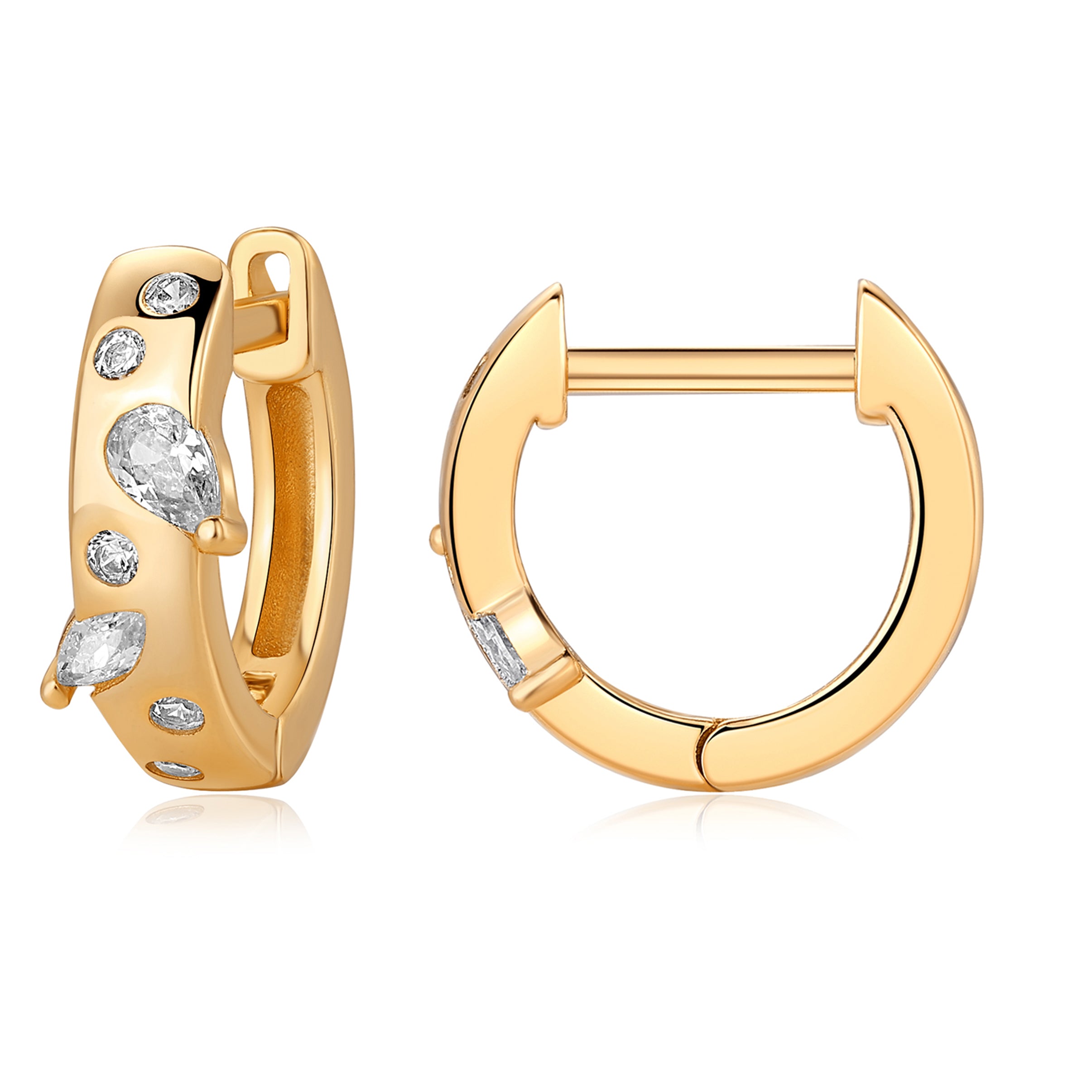 AROS DORADO ARGOLLA SALPICADO PIEDRAS 12MM DIAM.