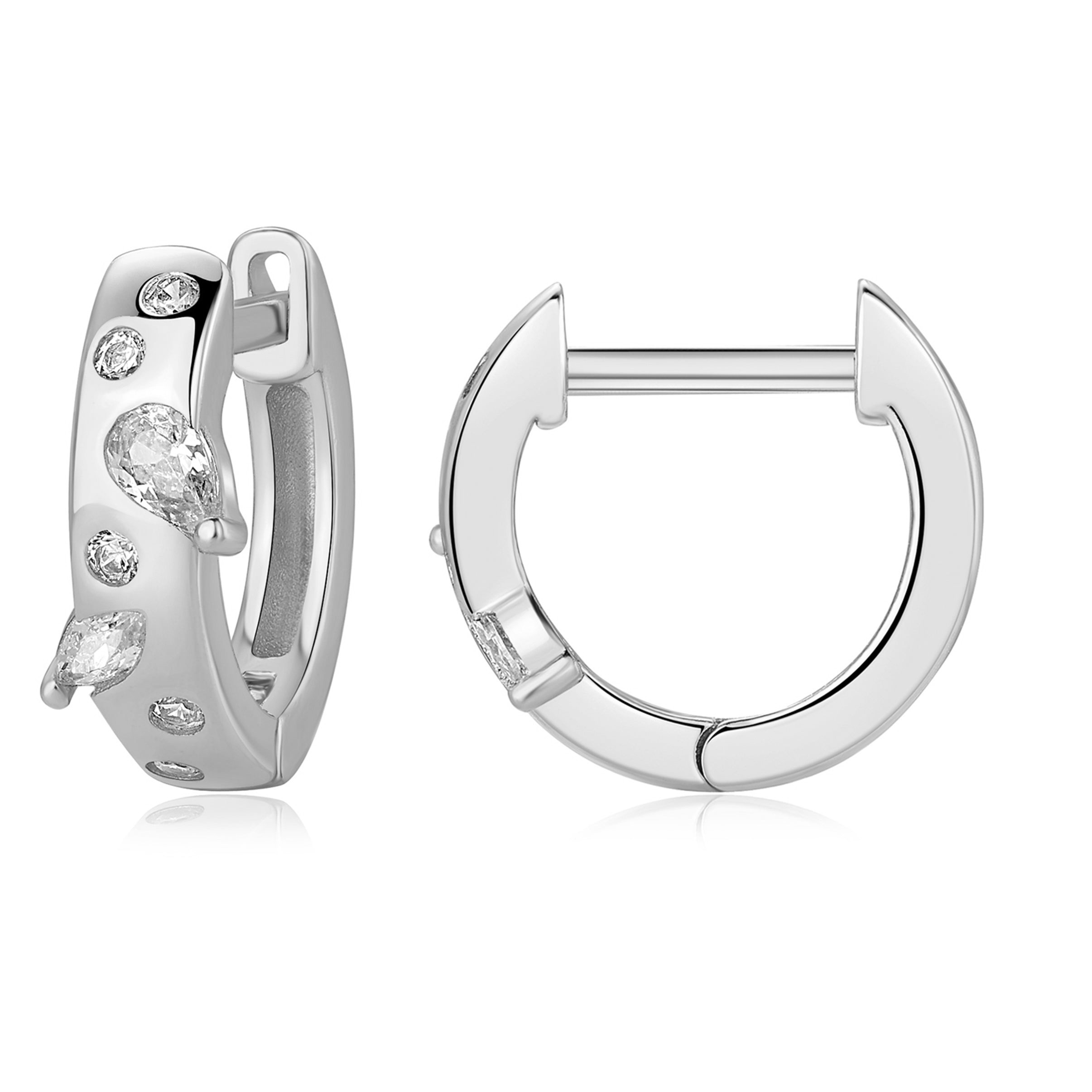 AROS BLANCOS ARGOLLA SALPICADO PIEDRAS 12MM DIAM.