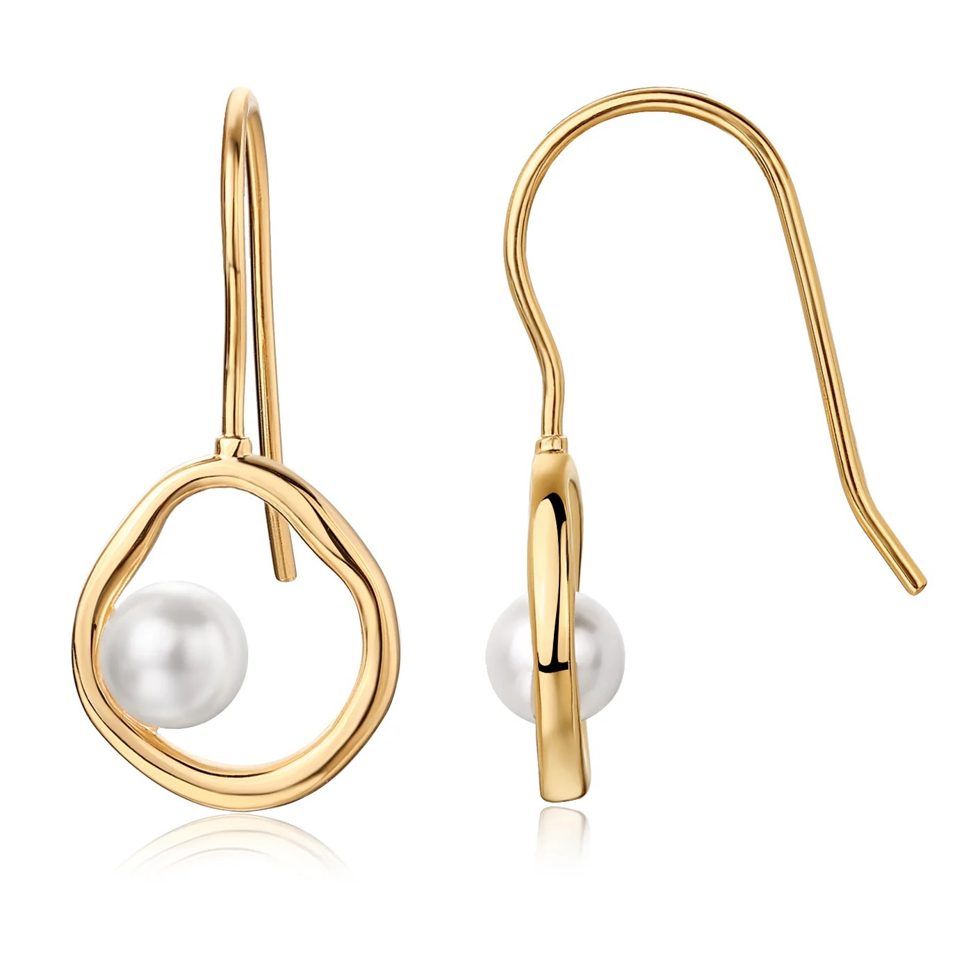 AROS DORADO CONTORNO REDONDO IRREGULAR CON PERLA