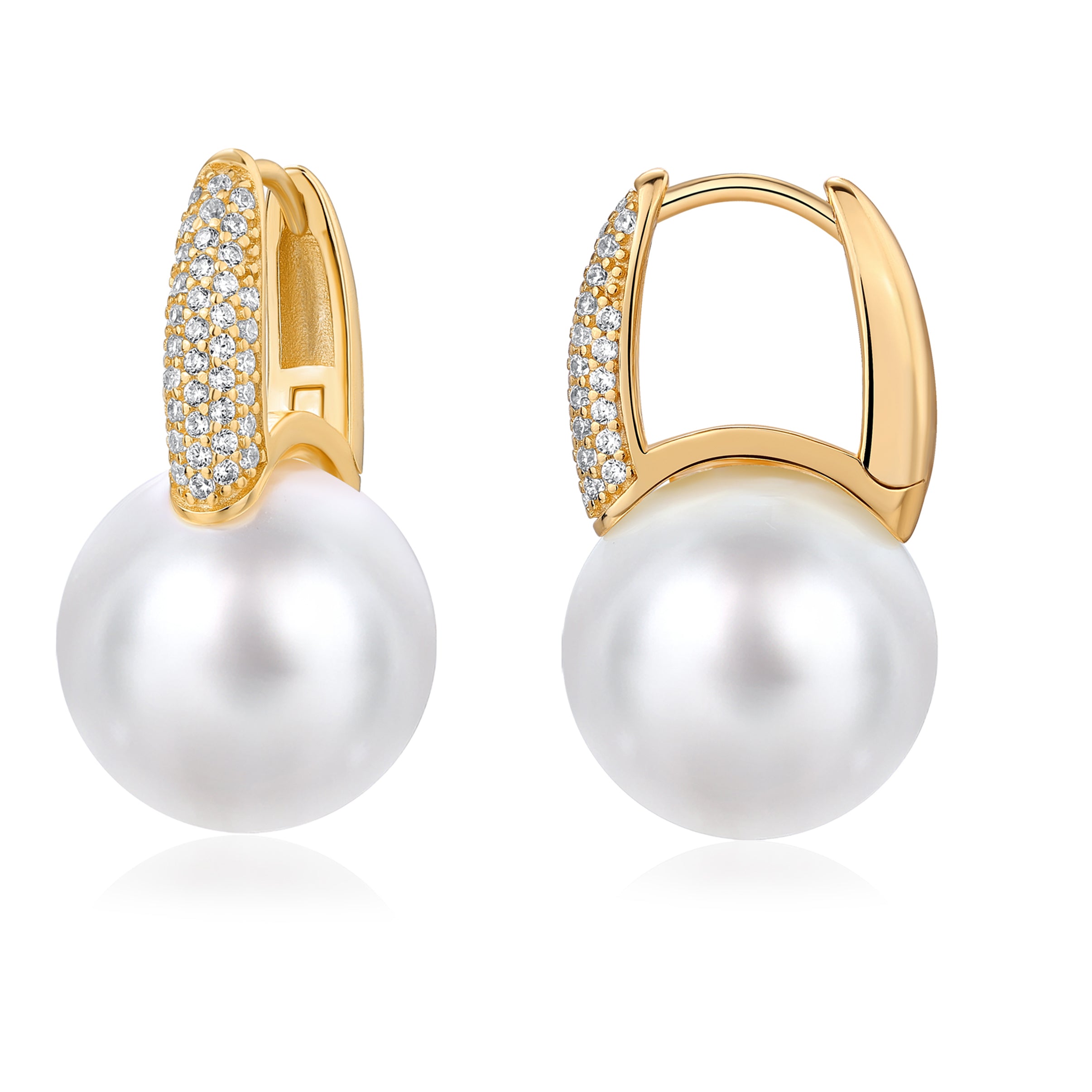 AROS DORADOS PERLA 14MM  PAVE