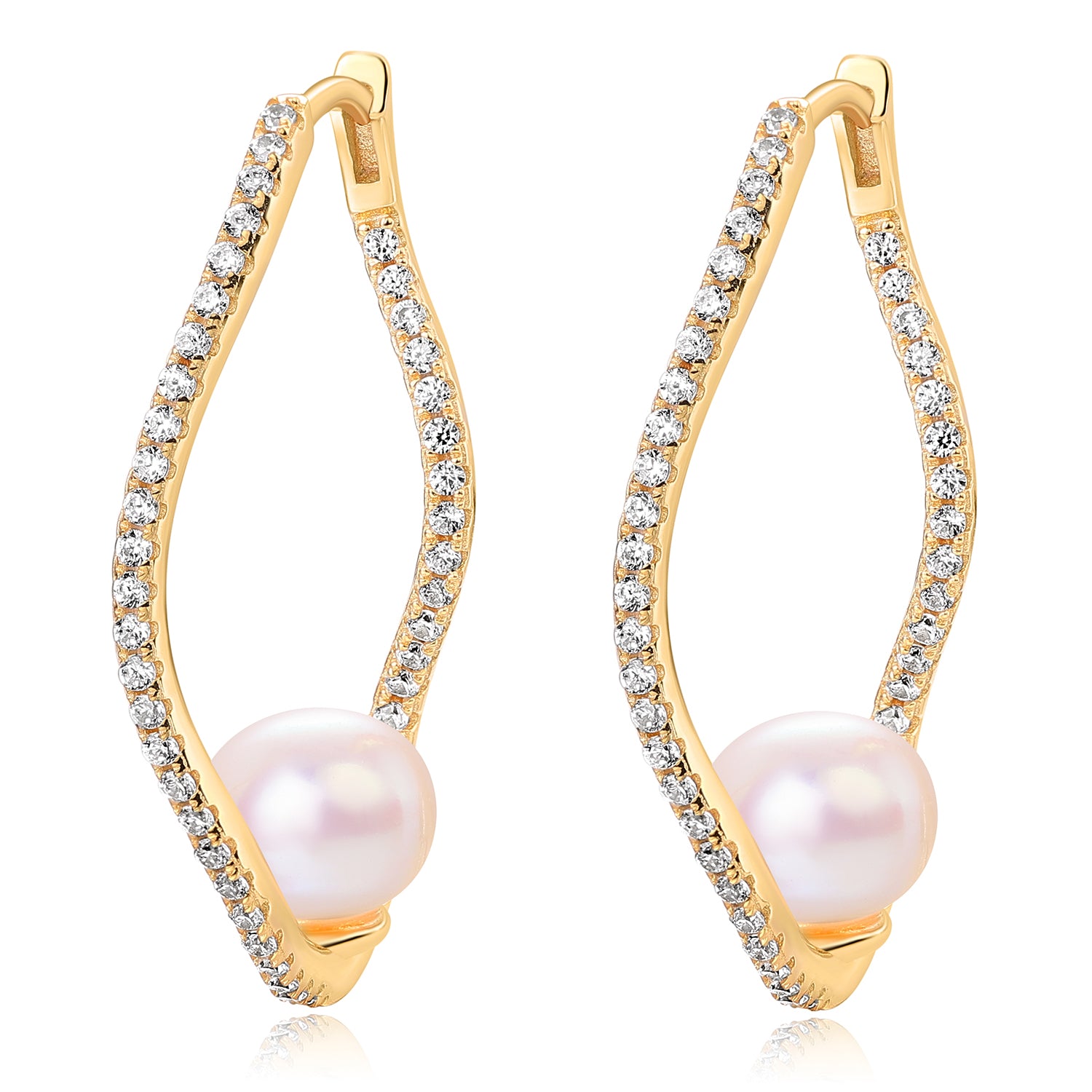 AROS DORADO IRREGULAR CONTORNO PAVE CON PERLA