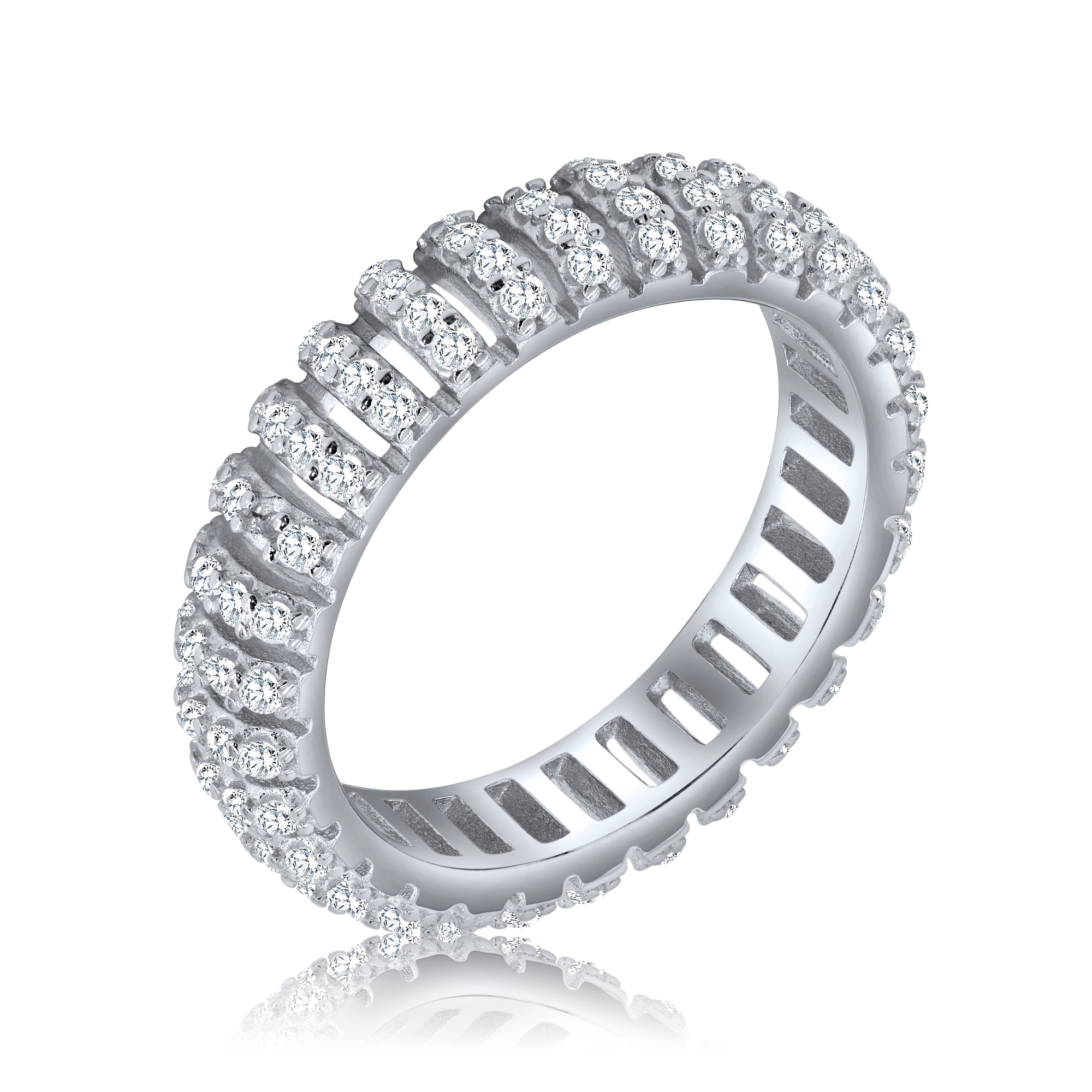 ANILLO BLANCO MULTI TIRAS SIN FIN PAVE PREMIUM
